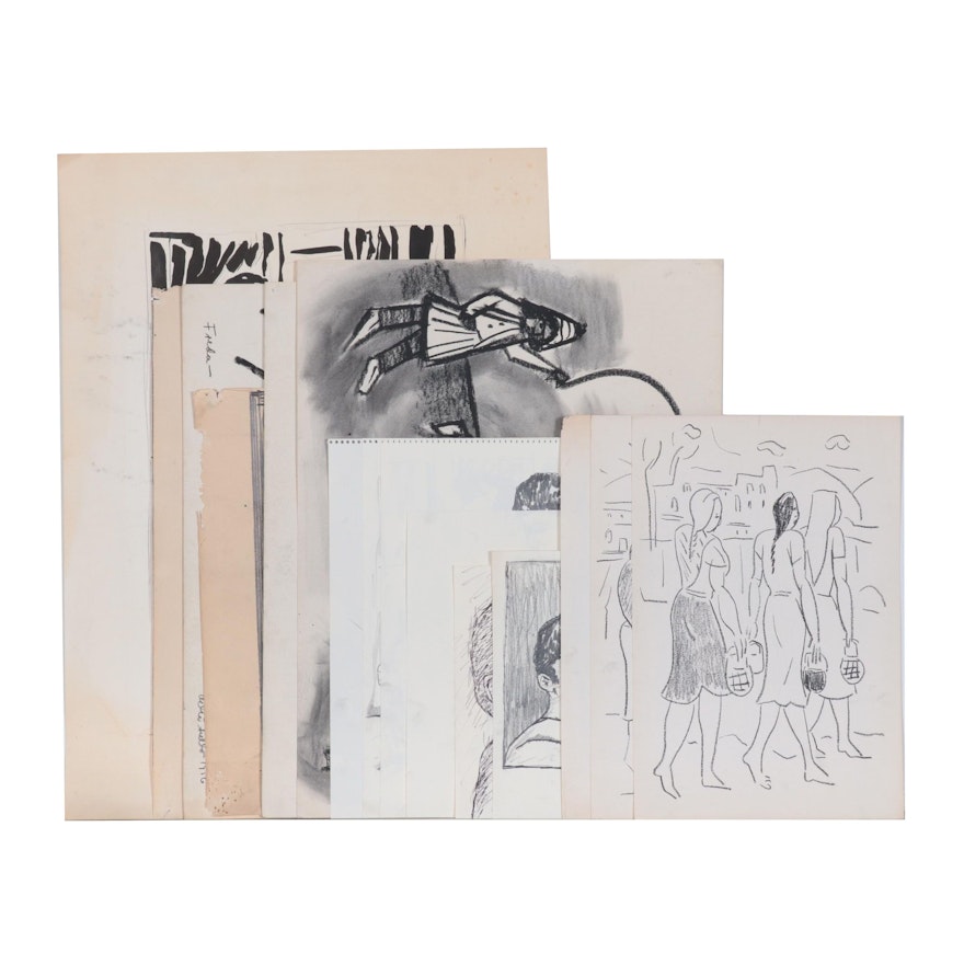 Achi Sullo Figural Drawings, Circa 1956