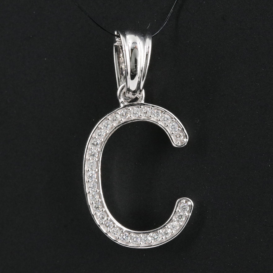 14K 0.25 CTW Diamond Letter "C" Enhancer Pendant
