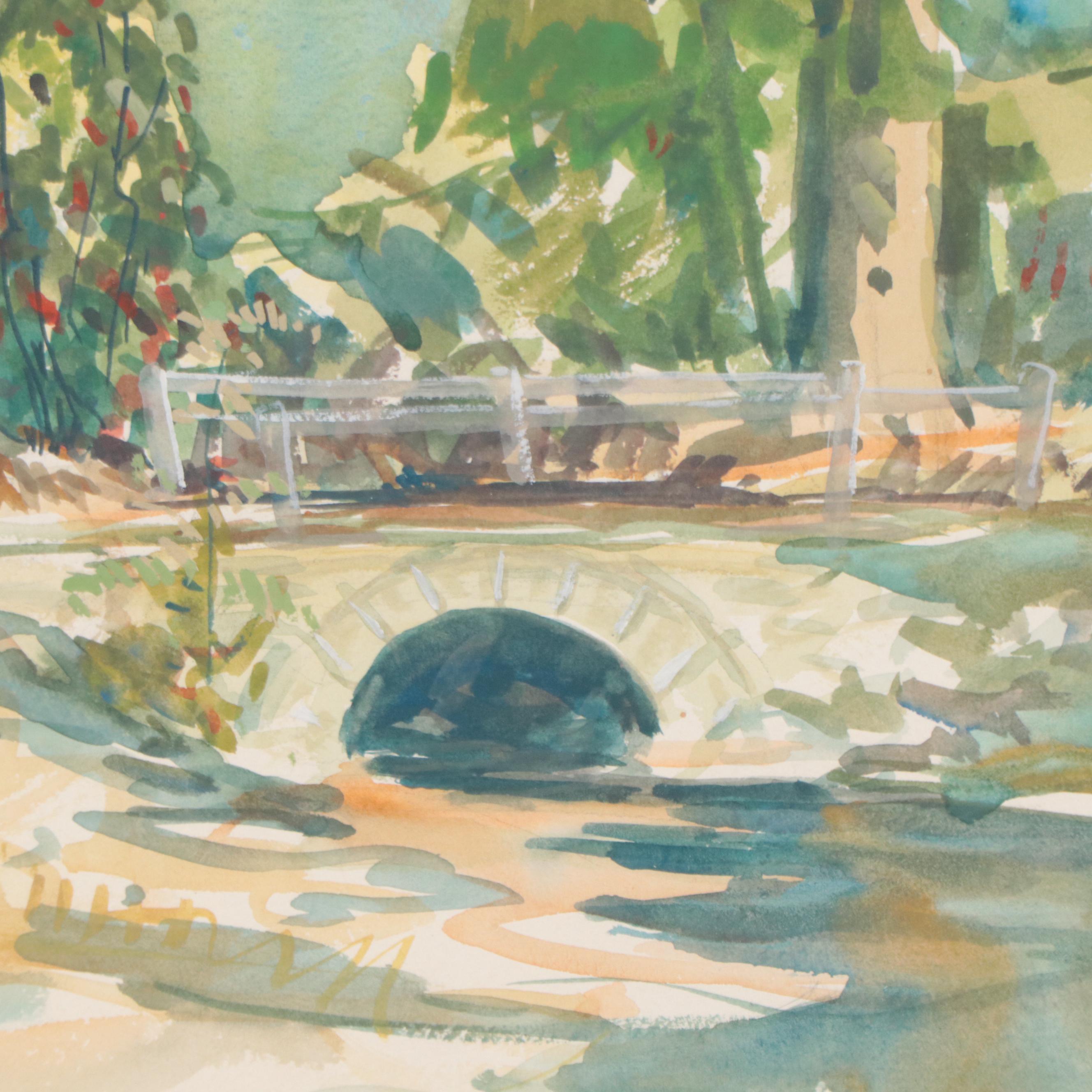 Francis Clark Brown Landscape Watercolor Painting