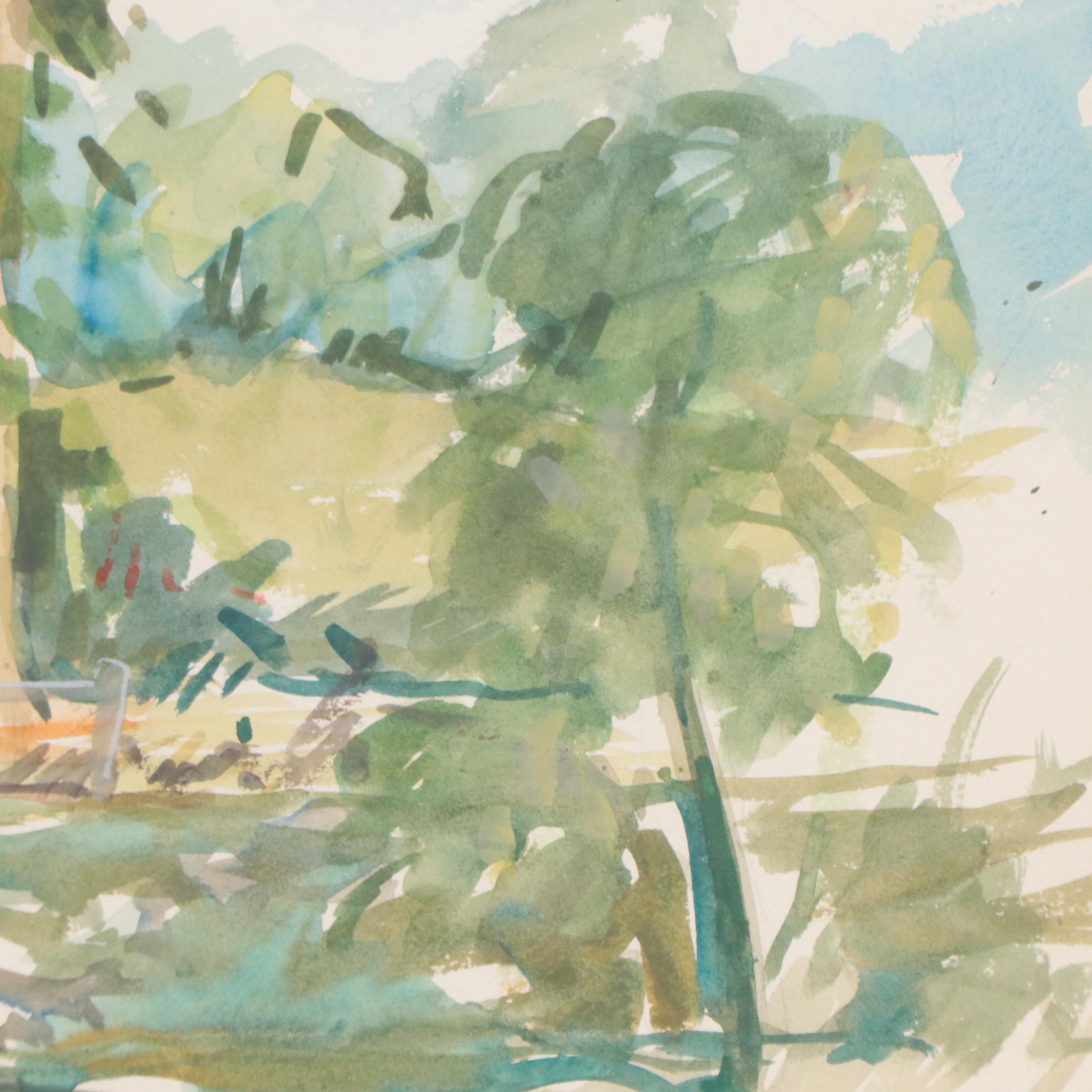 Francis Clark Brown Landscape Watercolor Painting