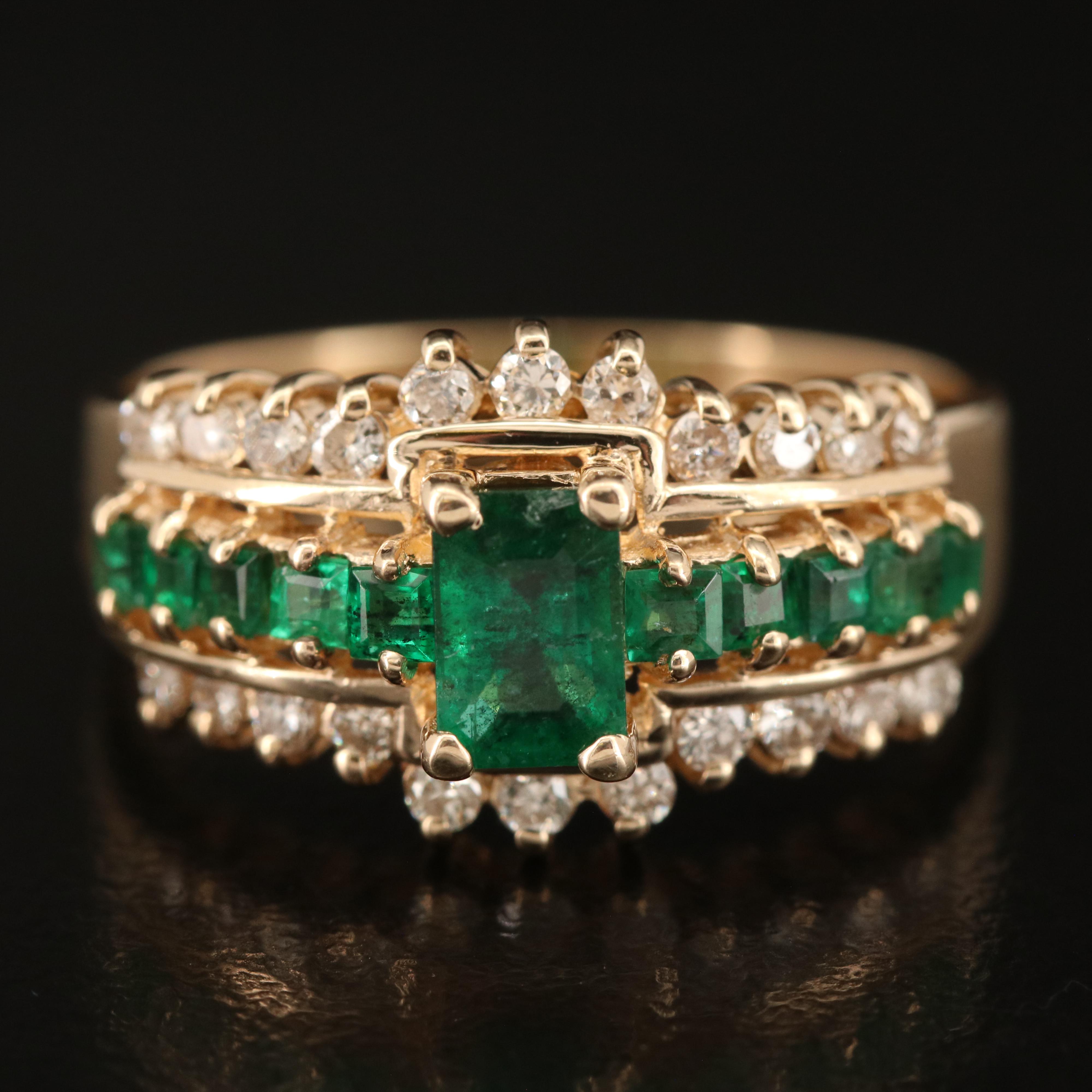 14K Emerald and Diamond Ring