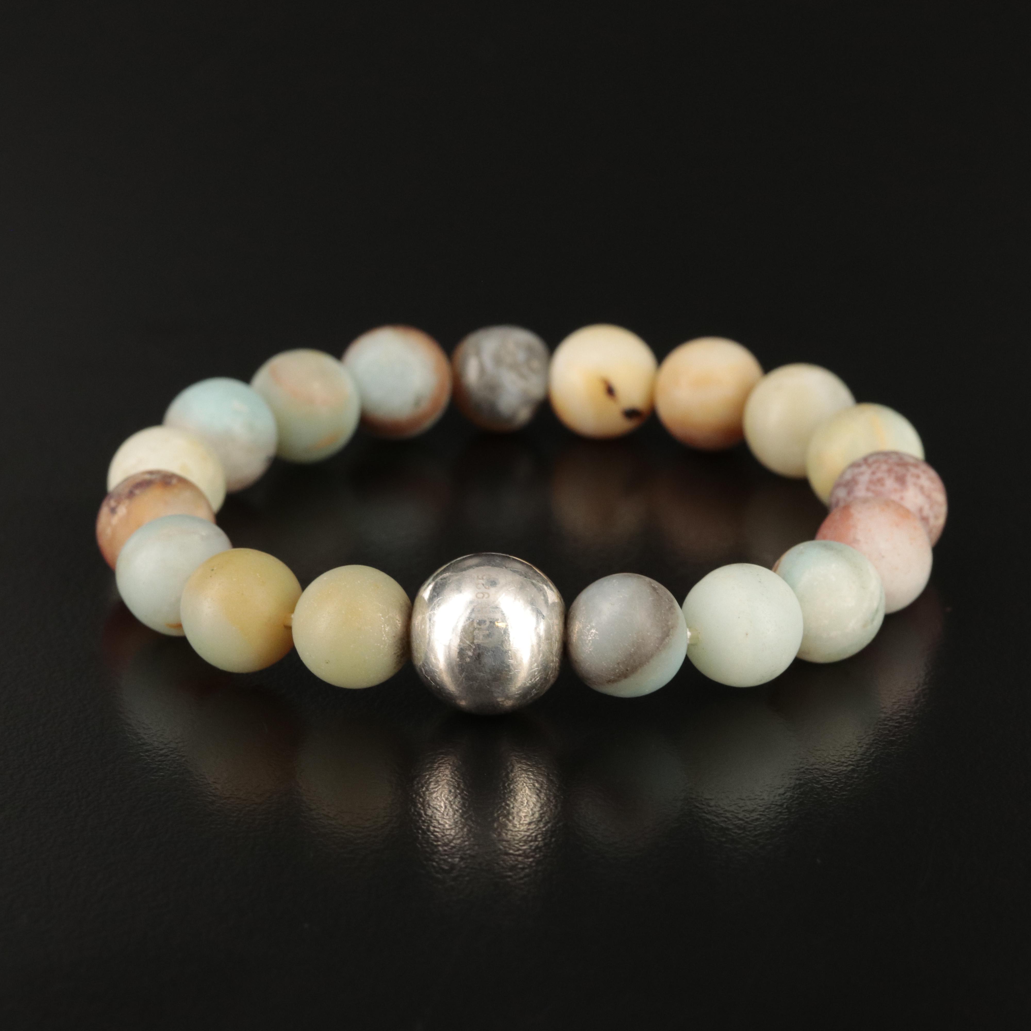 Jasper, Agate and Sterling Bead Bracelet
