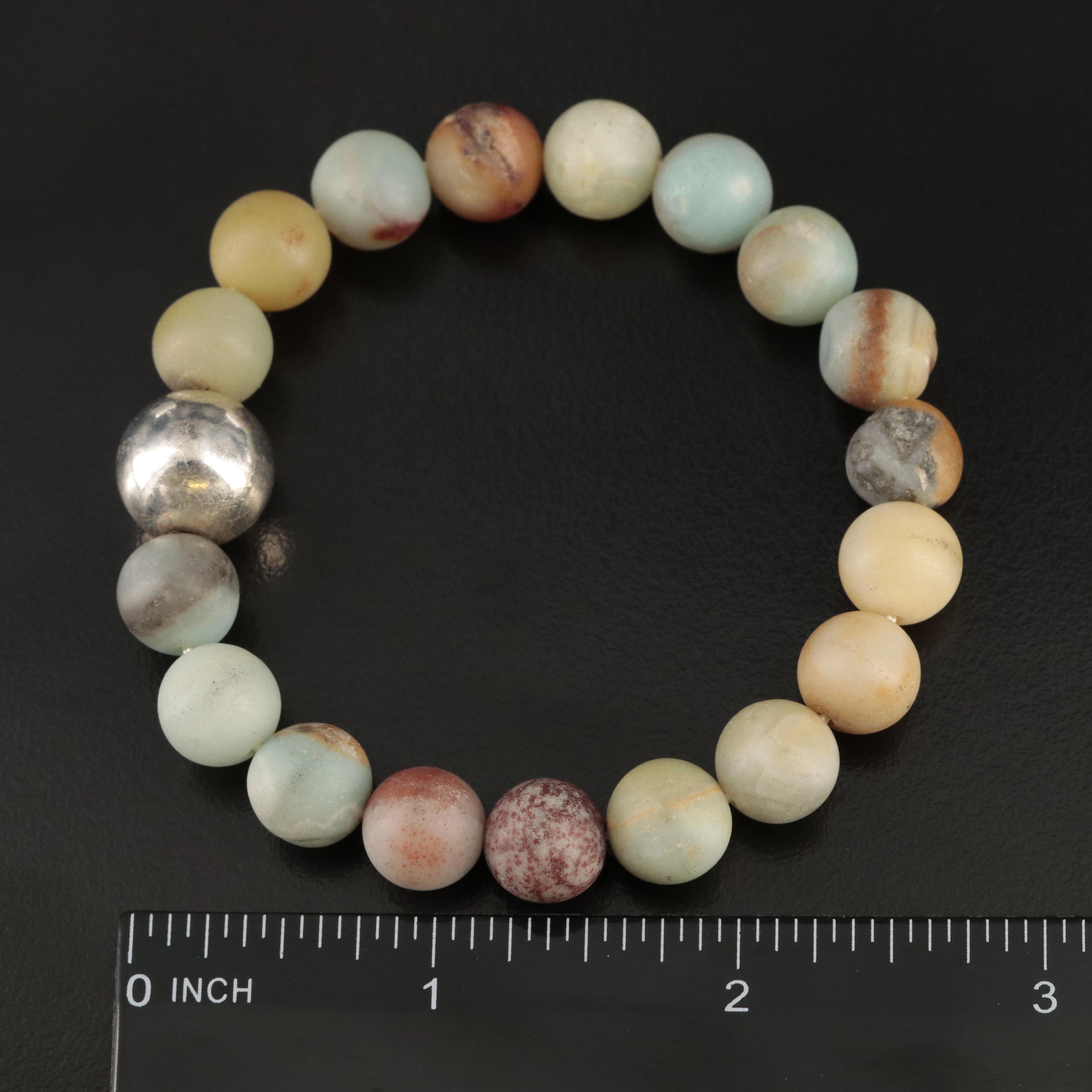 Jasper, Agate and Sterling Bead Bracelet