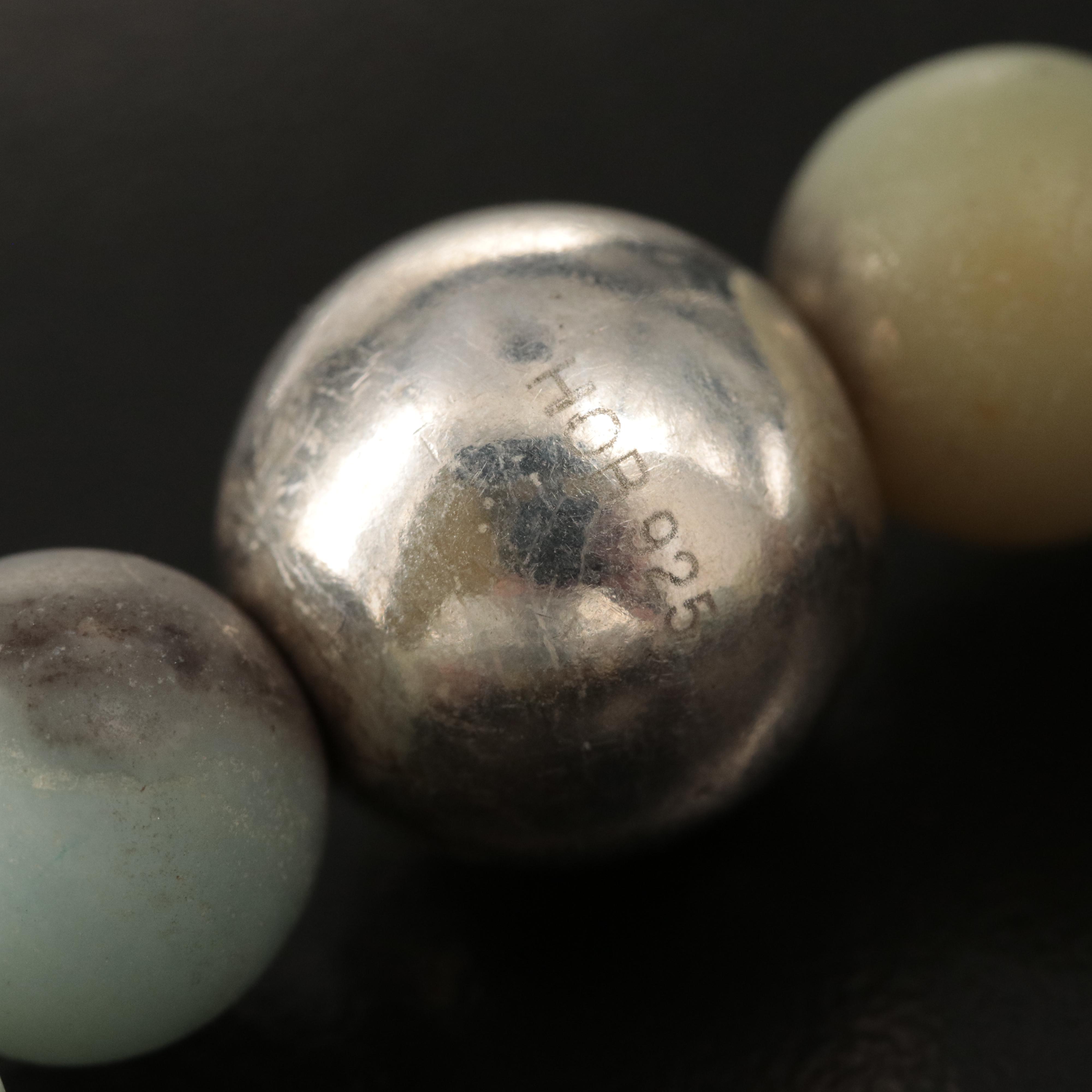 Jasper, Agate and Sterling Bead Bracelet