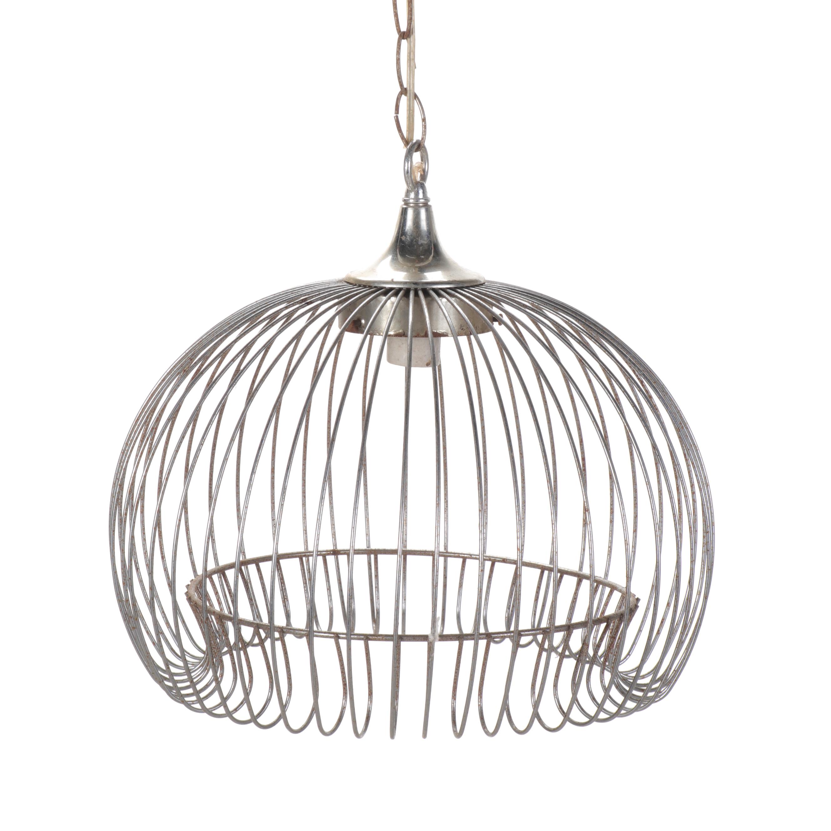 Mid Century Modern Metal Cage Pendant Light