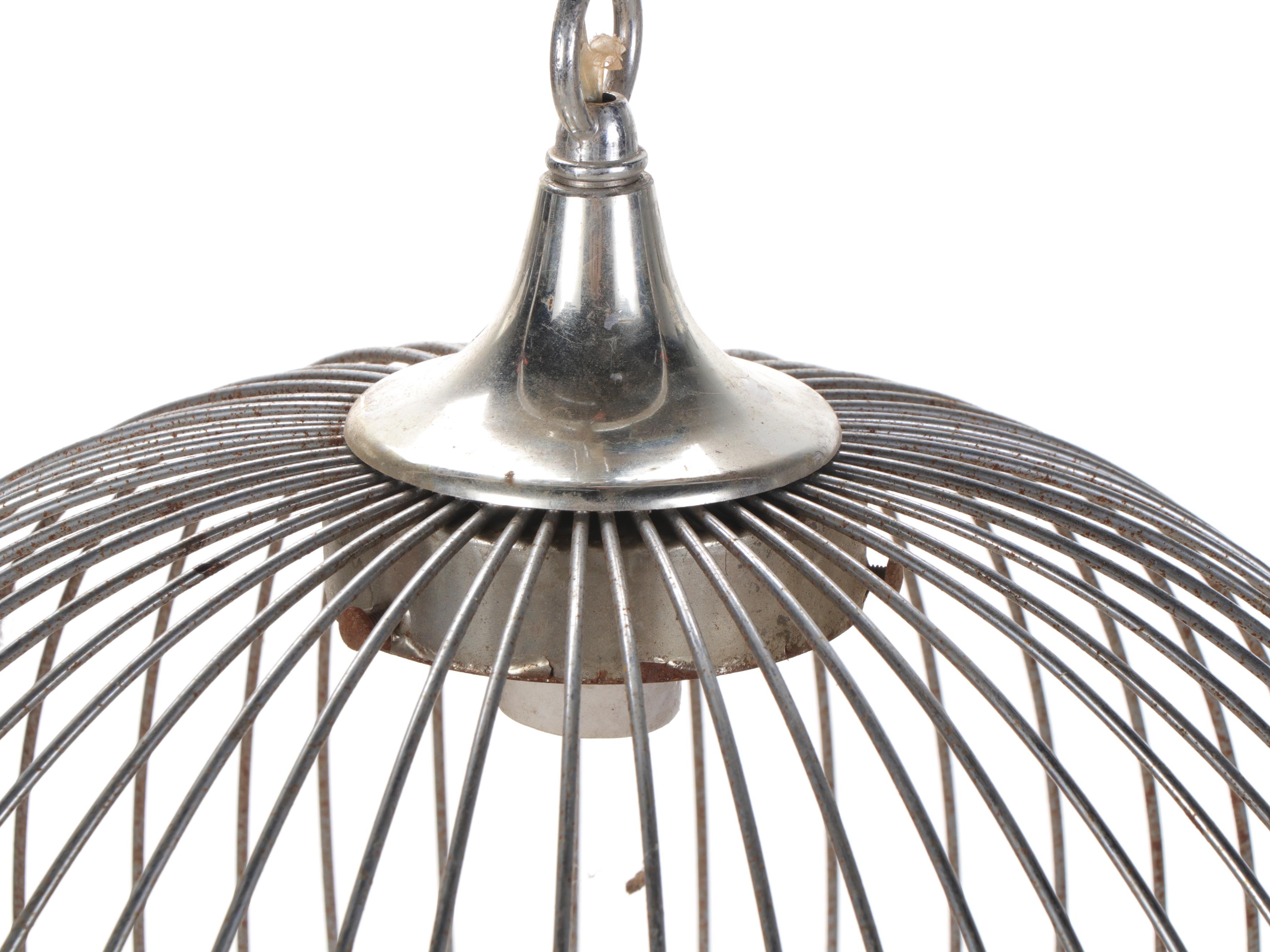 Mid Century Modern Metal Cage Pendant Light