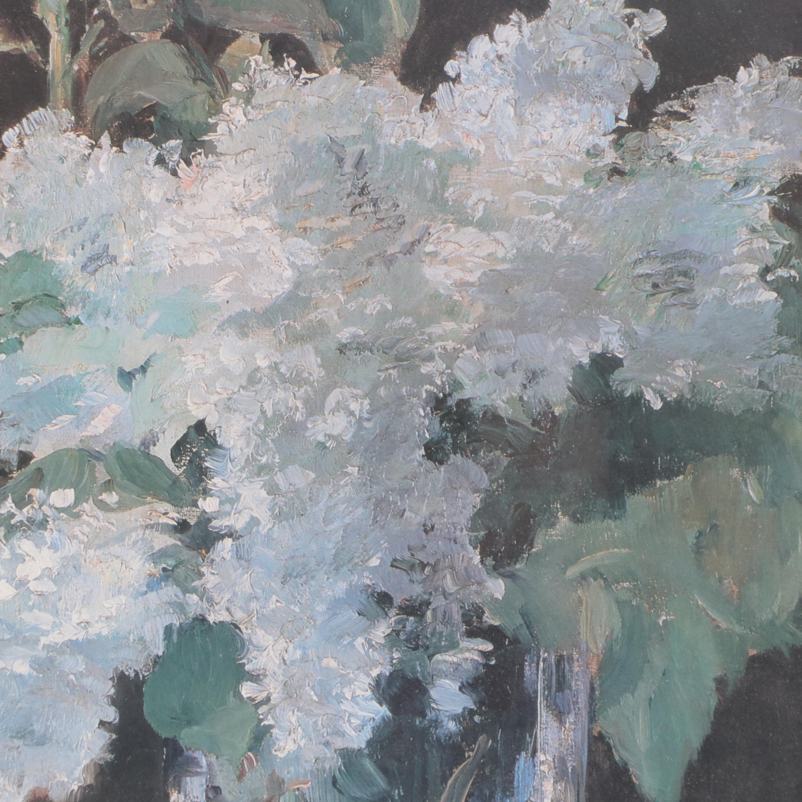 Still Life Offset Lithograph After Édouard Manet "White Lilacs in a Glass Vase"