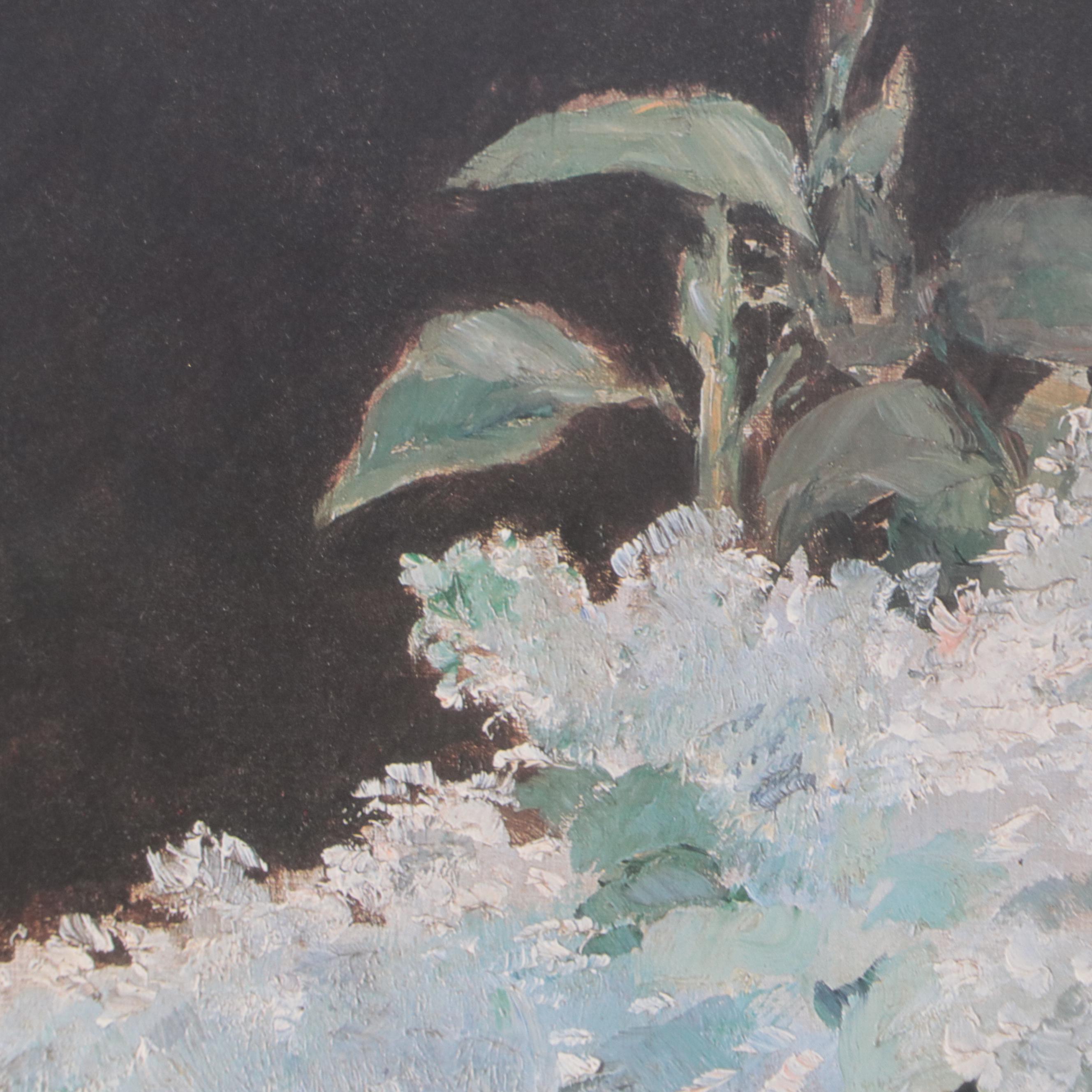 Still Life Offset Lithograph After Édouard Manet "White Lilacs in a Glass Vase"