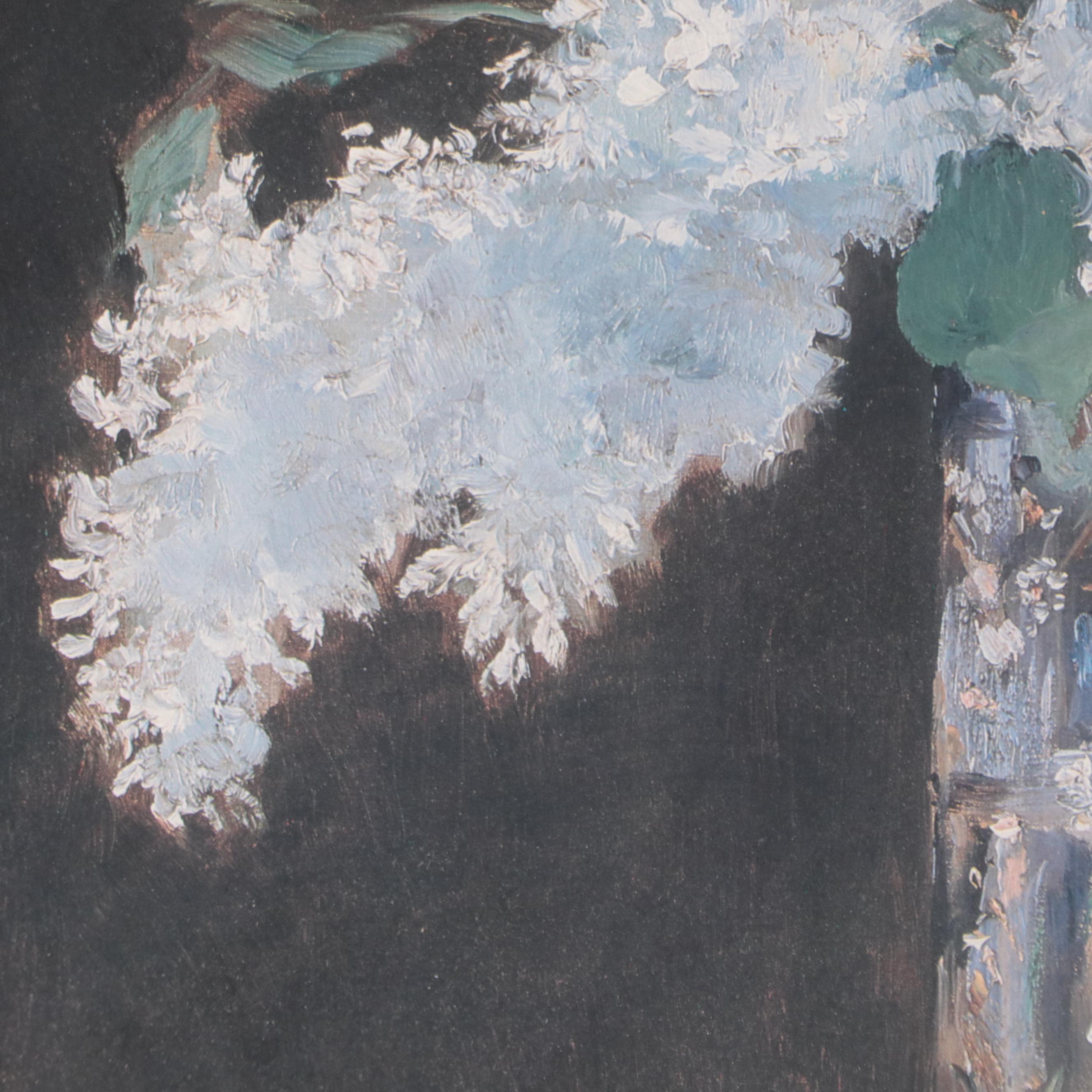 Still Life Offset Lithograph After Édouard Manet "White Lilacs in a Glass Vase"