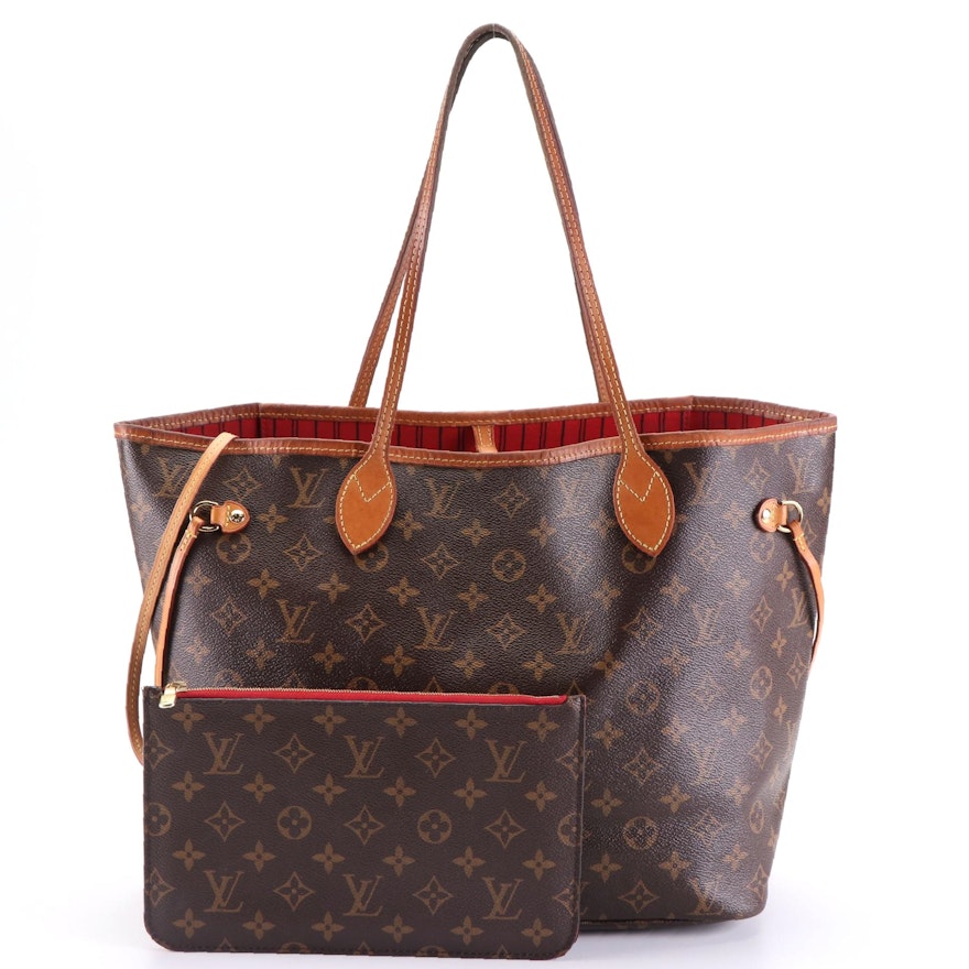 Louis Vuitton Neverfull MM Tote and Zip Pouch in Monogram Canvas and Leather