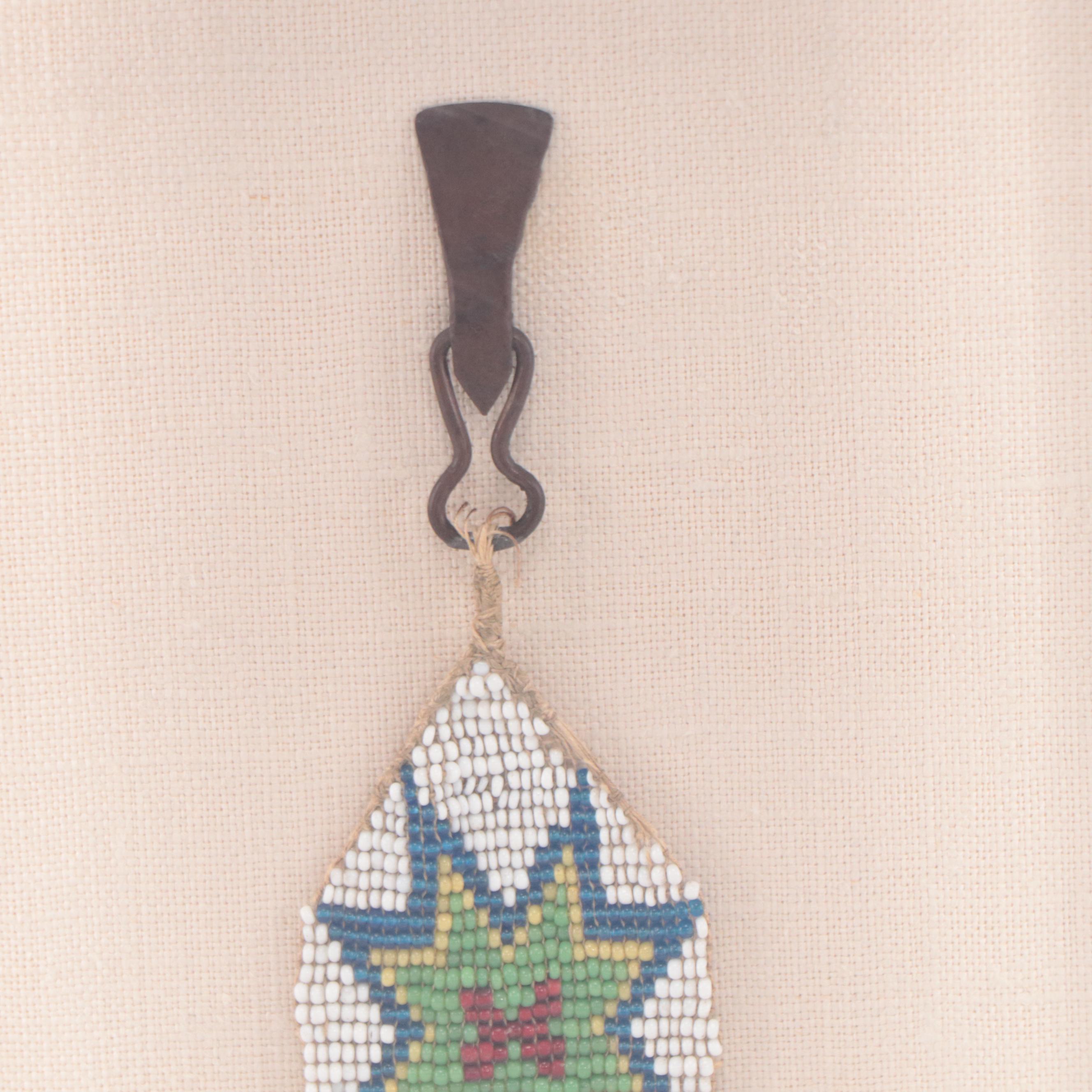 Native American Plains Beadwork Sample in Frame
