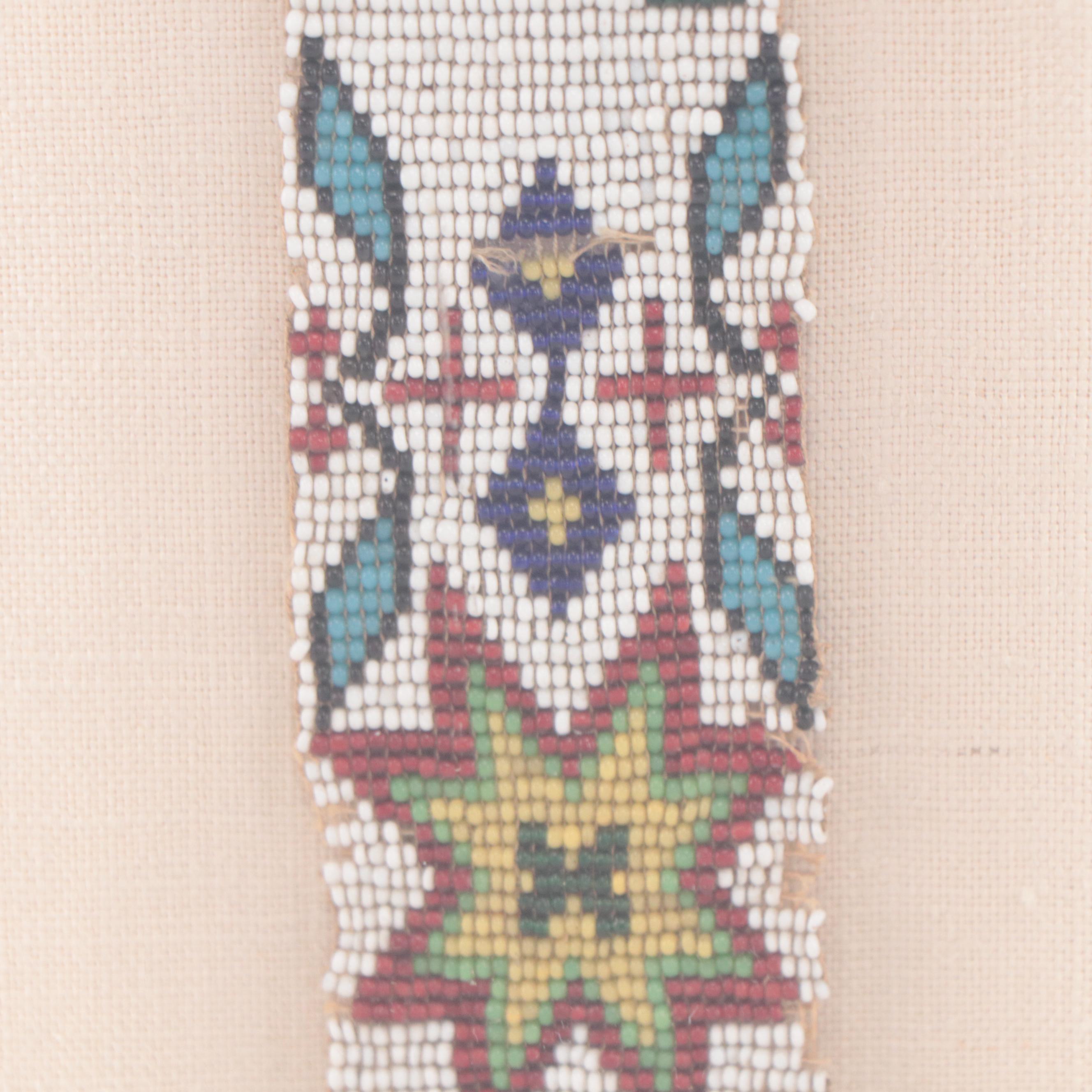 Native American Plains Beadwork Sample in Frame