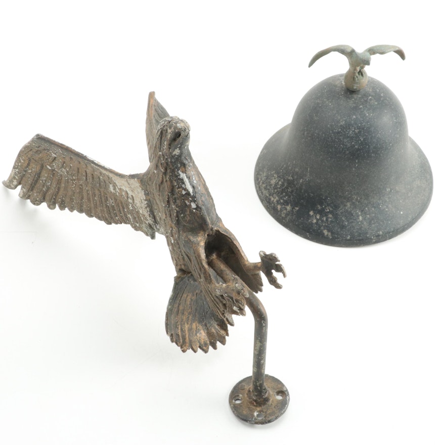 Federal Style Cast Metal Eagle With Bell