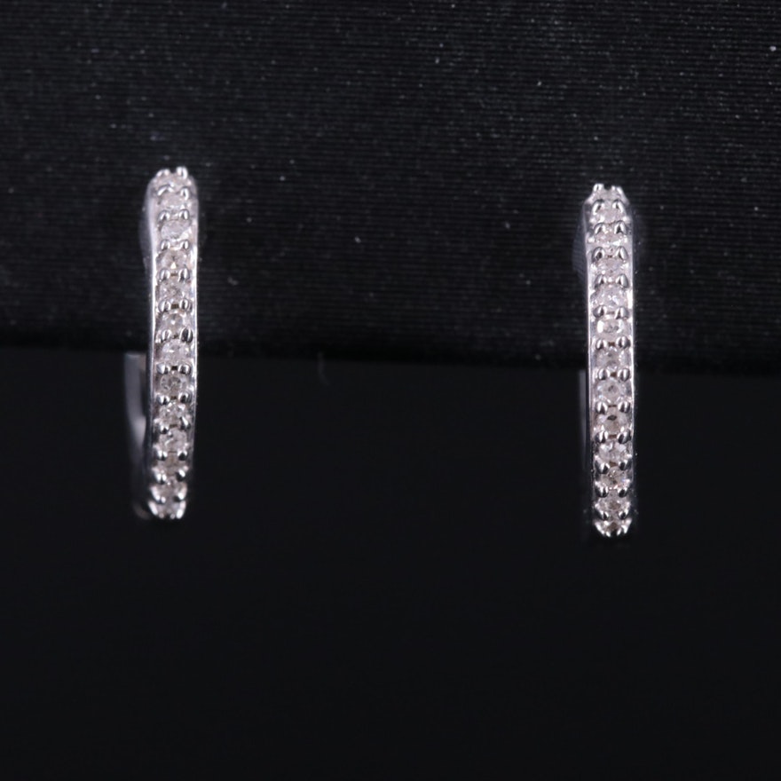 Sterling 0.05 CTW Diamond Hoop Earrings