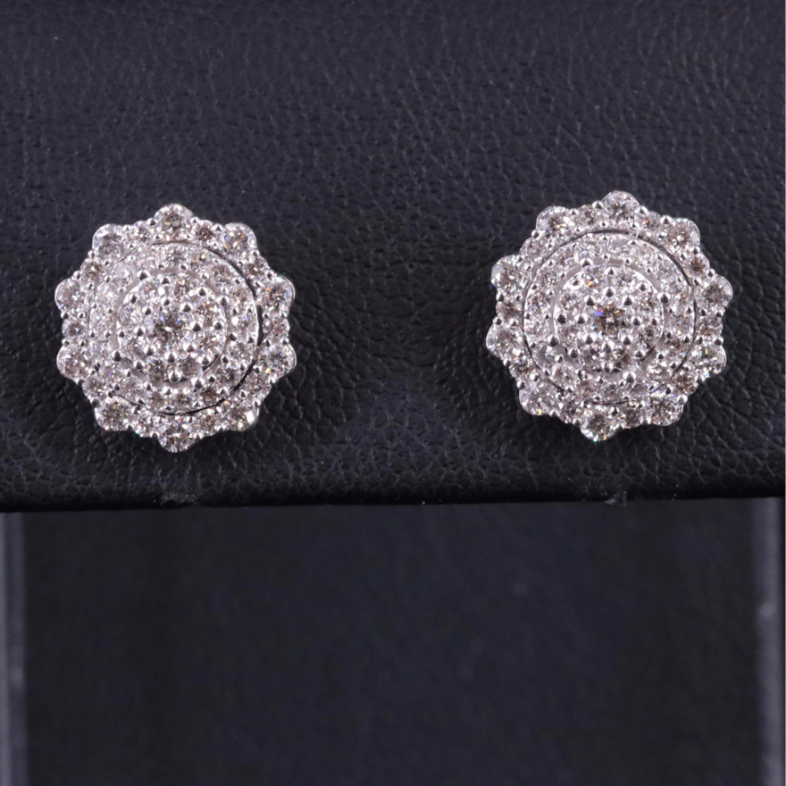 Sterling 1.02 CTW Diamond Stud Earrings