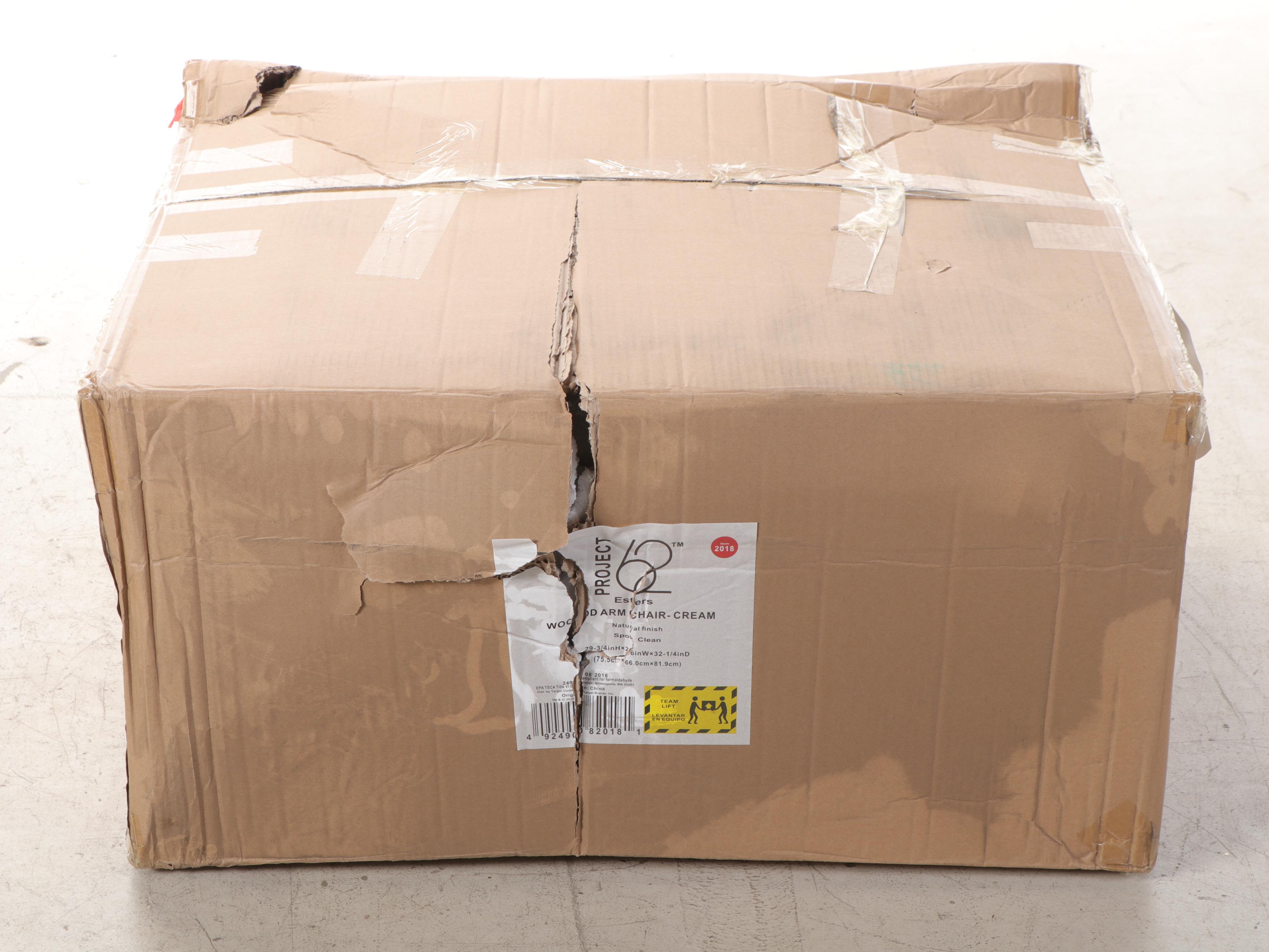 Project 62 Esters Upholstered Wood Arm Chair in Cream