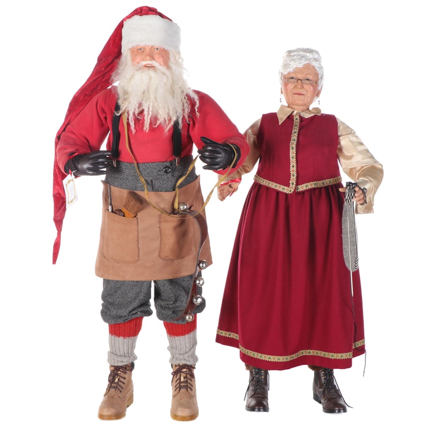 Lindy Evans Santa and Mrs. Claus Wax and Composite Figures