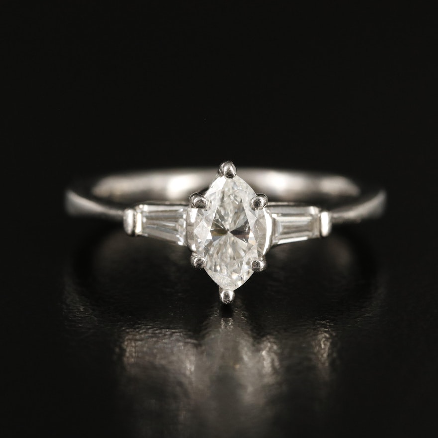 Platinum 0.86 CTW Diamond Ring