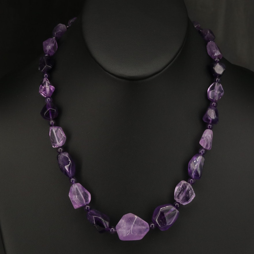 Desert Rose Trading Graduated Amethyst Necklace with Sterling Clasp