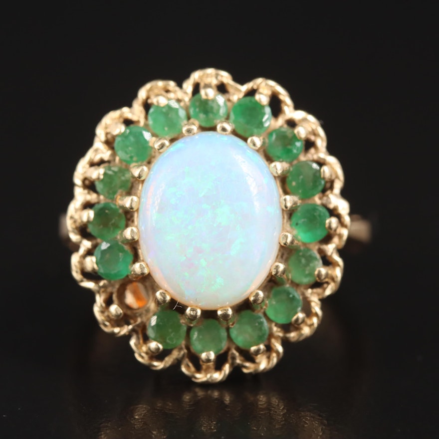 14K Opal and Emerald Ring
