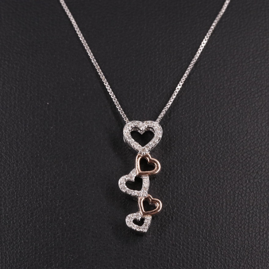 Sterling Diamond 0.12 CTW Heart Necklace