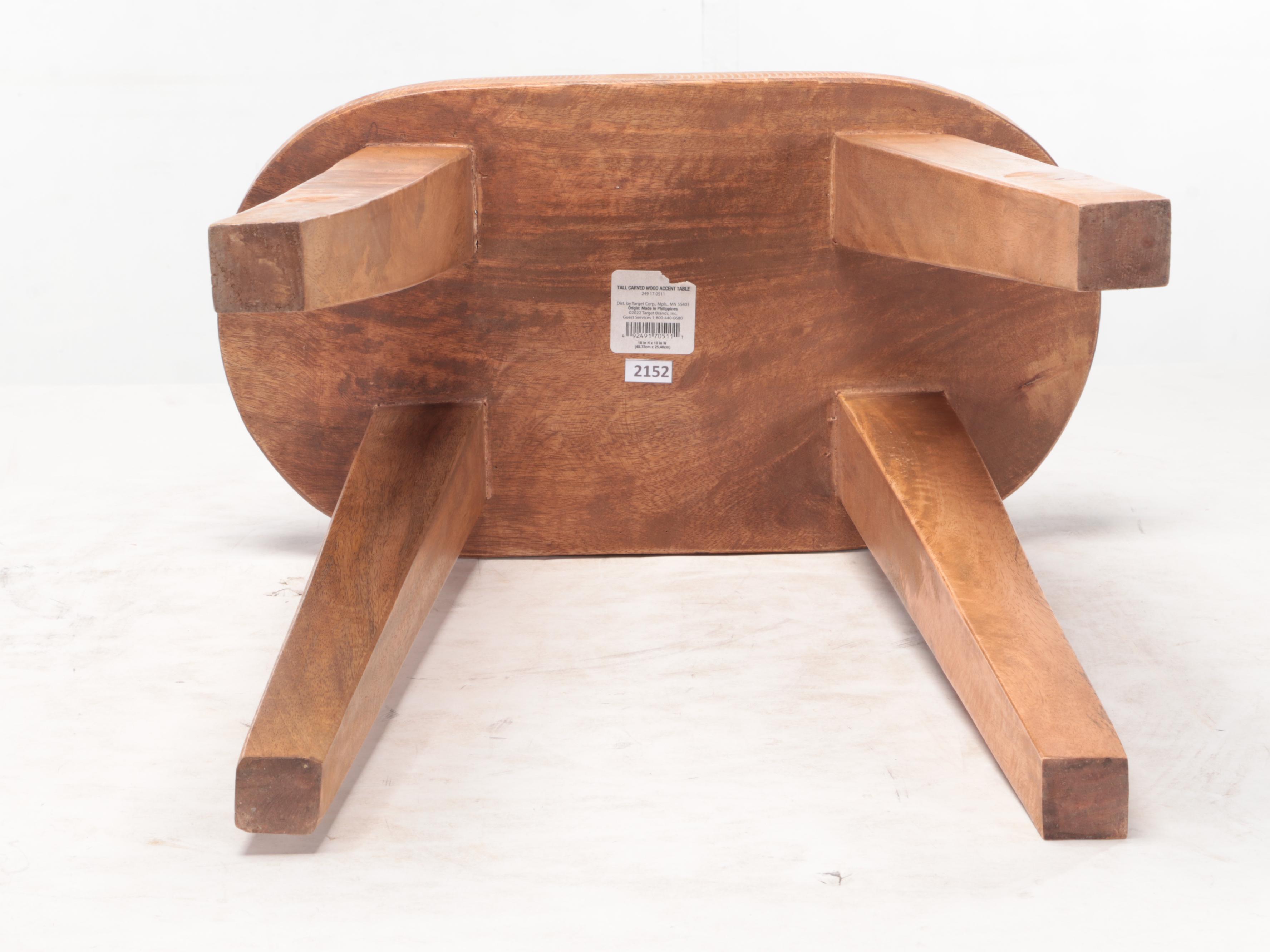 Threshold Woodland Carved Wood Tall Accent Table