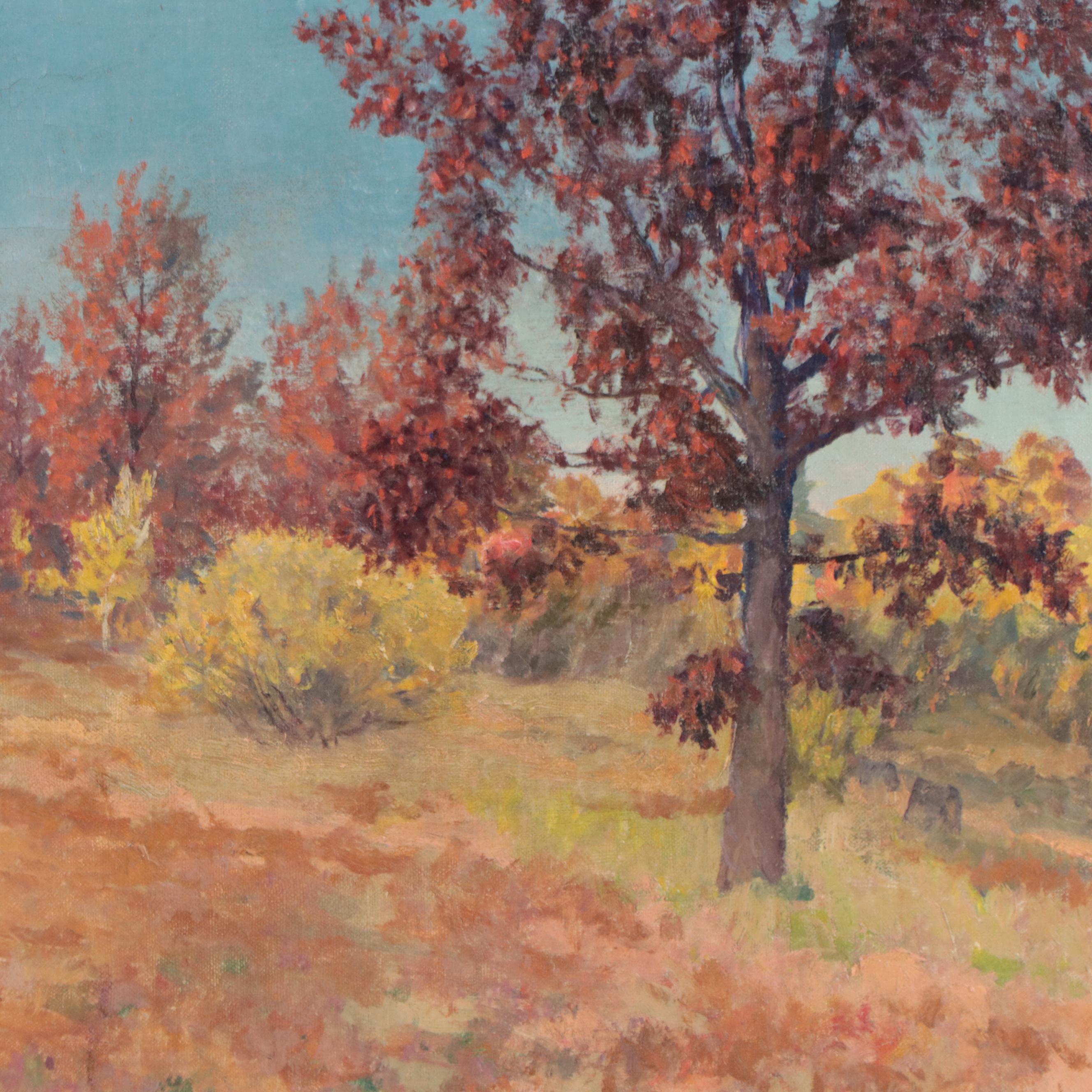 Joseph Trevitts Autumnal Landscape Oil Painting, 1930