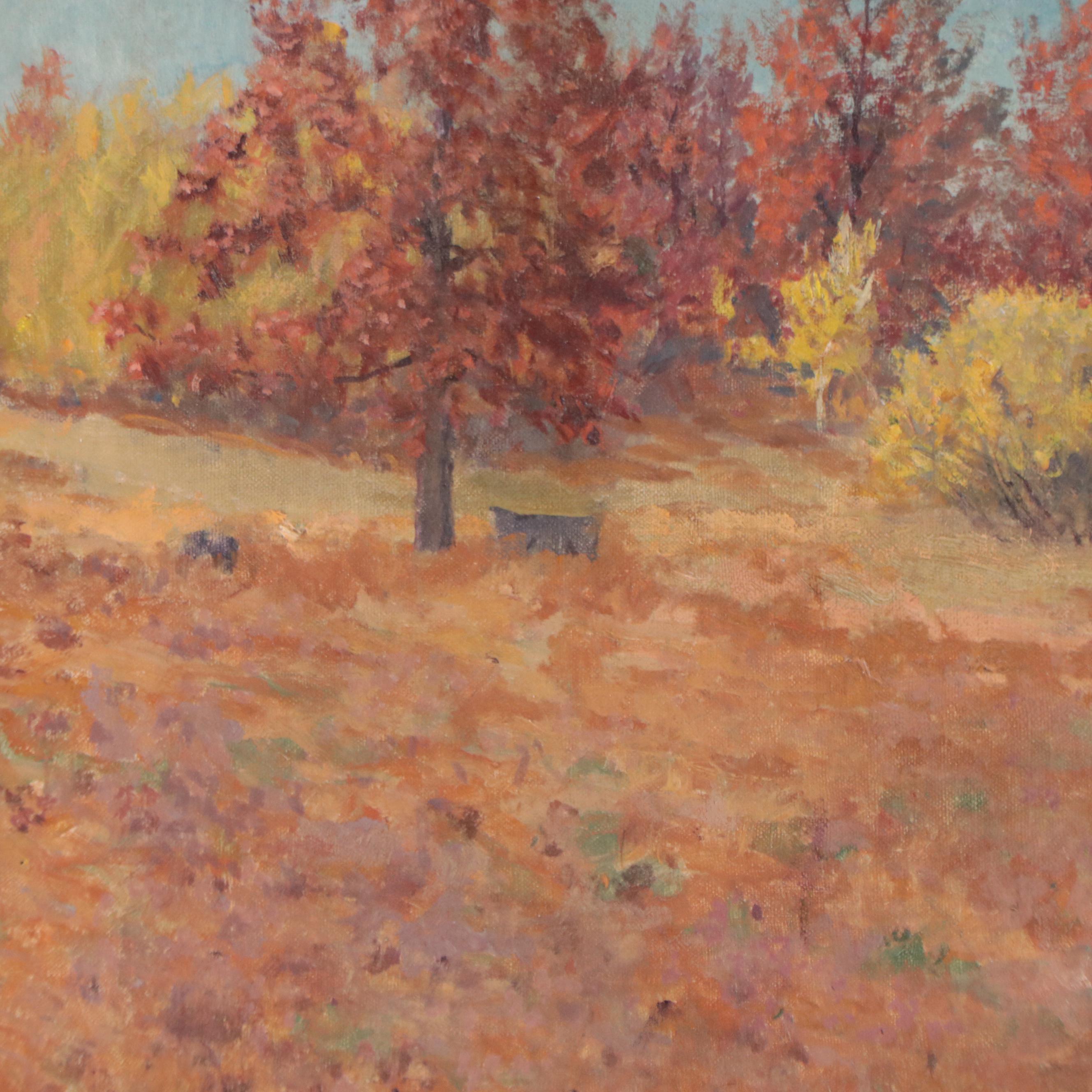 Joseph Trevitts Autumnal Landscape Oil Painting, 1930