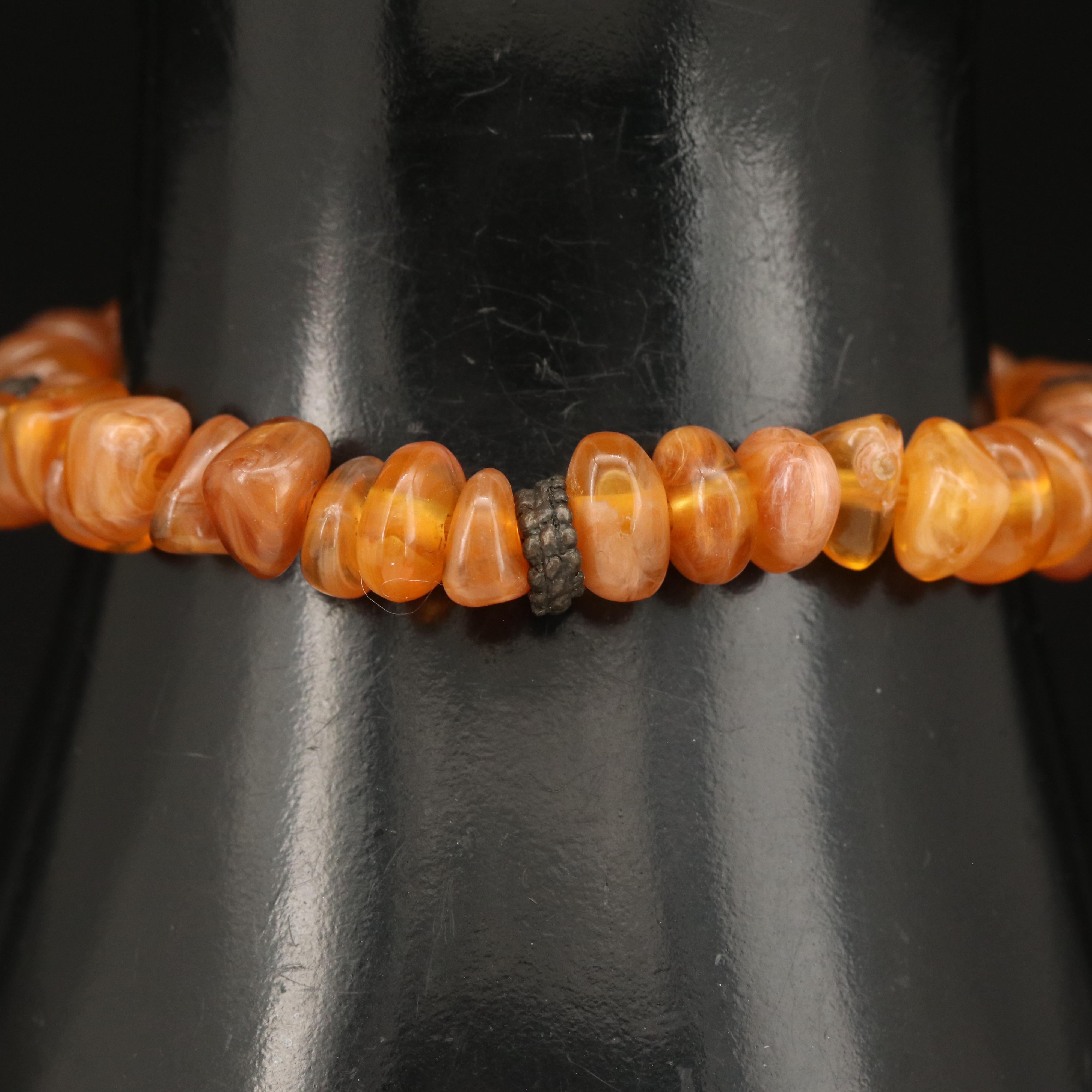Amber, Agate and Mother-of-Pearl Beaded Necklaces and Bracelet