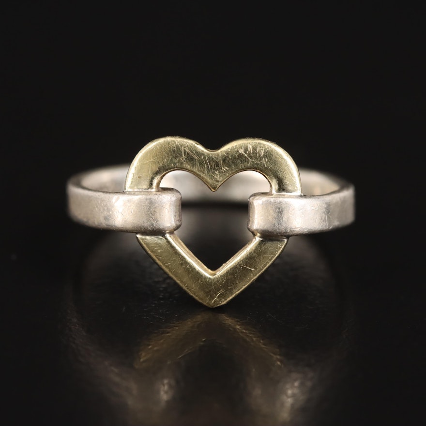 Tiffany & Co. Sterling and 18K Open Heart Ring