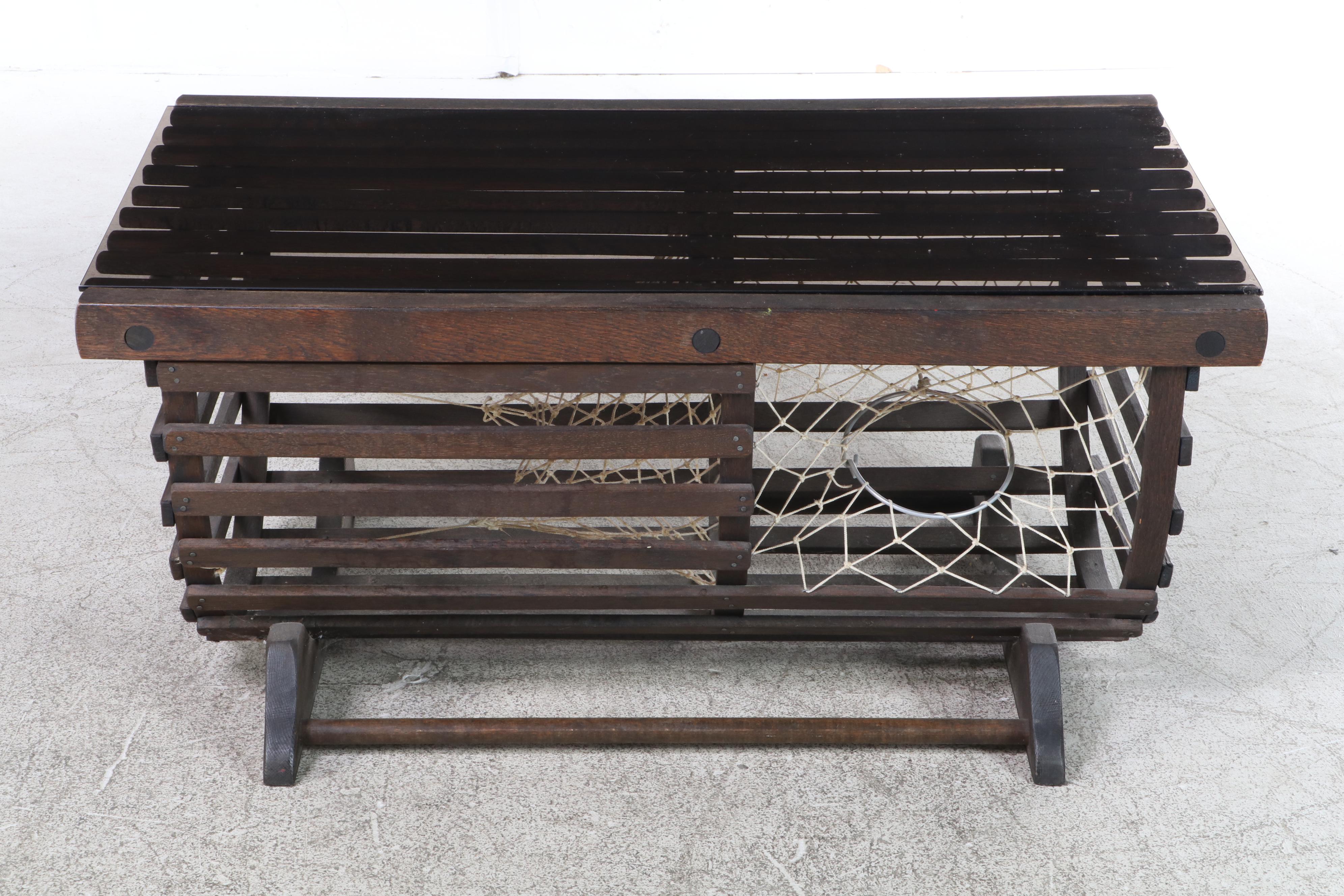 "Lobster Trap" Coffee Table with Tinted Glass Top
