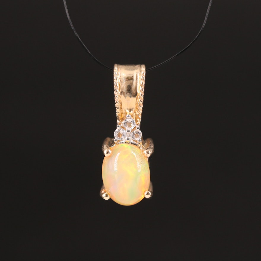 14K Opal and Topaz Pendant