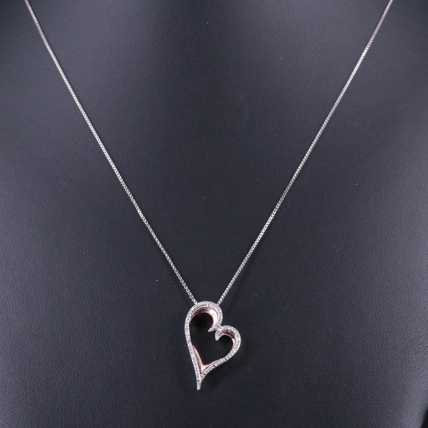 Sterling 0.11 CTW Diamond Heart Necklace