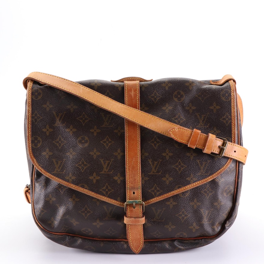 Louis Vuitton Saumur 35 Messenger Bag in Monogram Canvas and Vachetta Leather