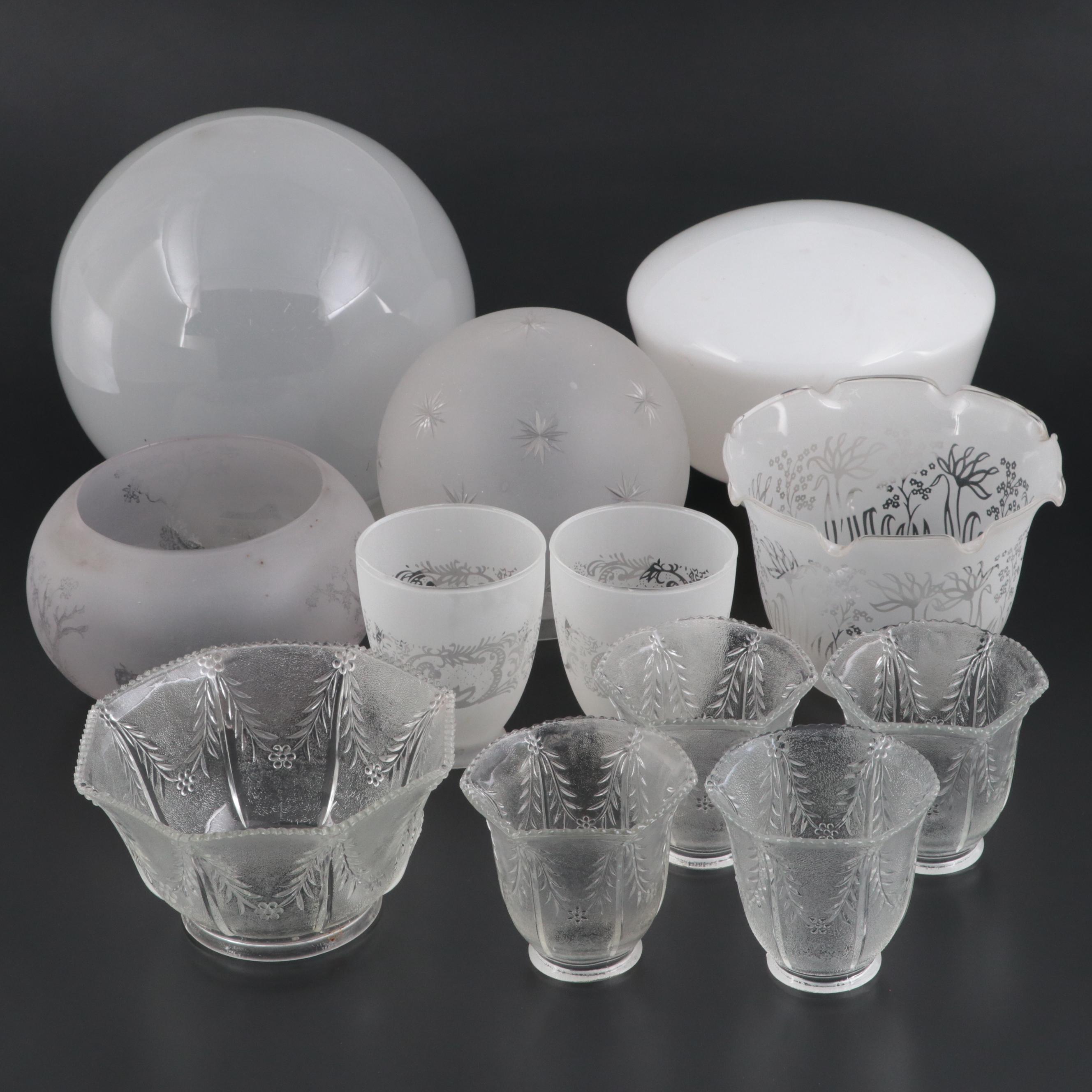 Frosted, Opaque and Clear Glass Fitted Shades and Globe Shades