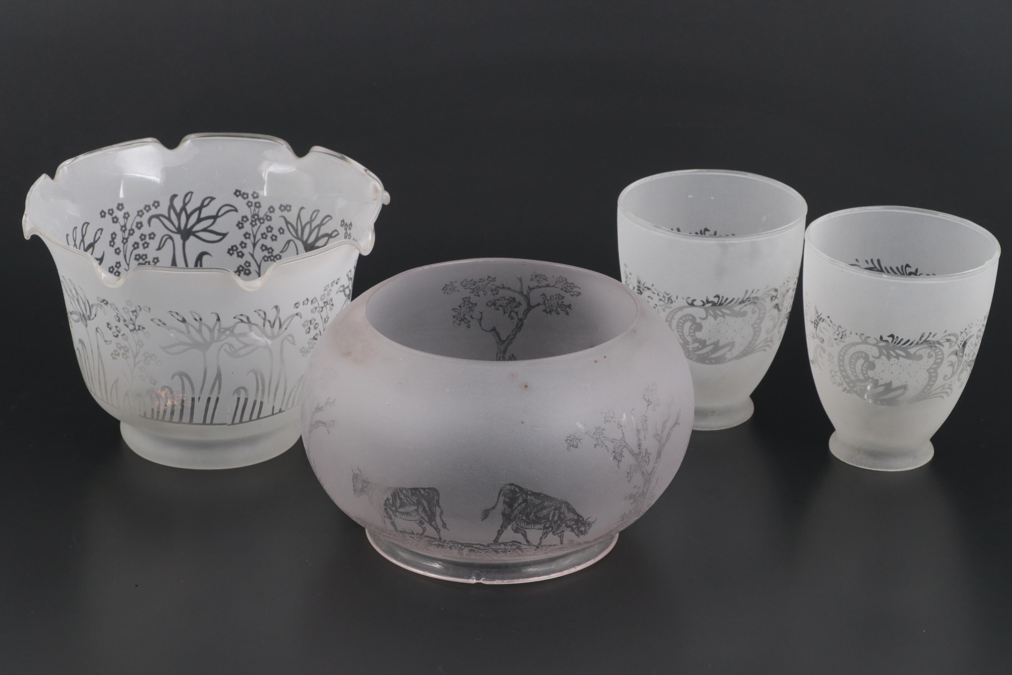 Frosted, Opaque and Clear Glass Fitted Shades and Globe Shades