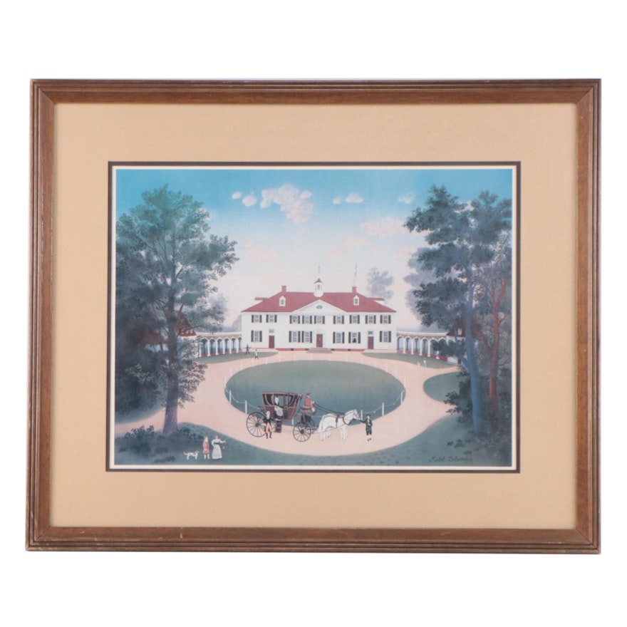 Offset Lithograph After Michael Delacroix "Mount Vernon"