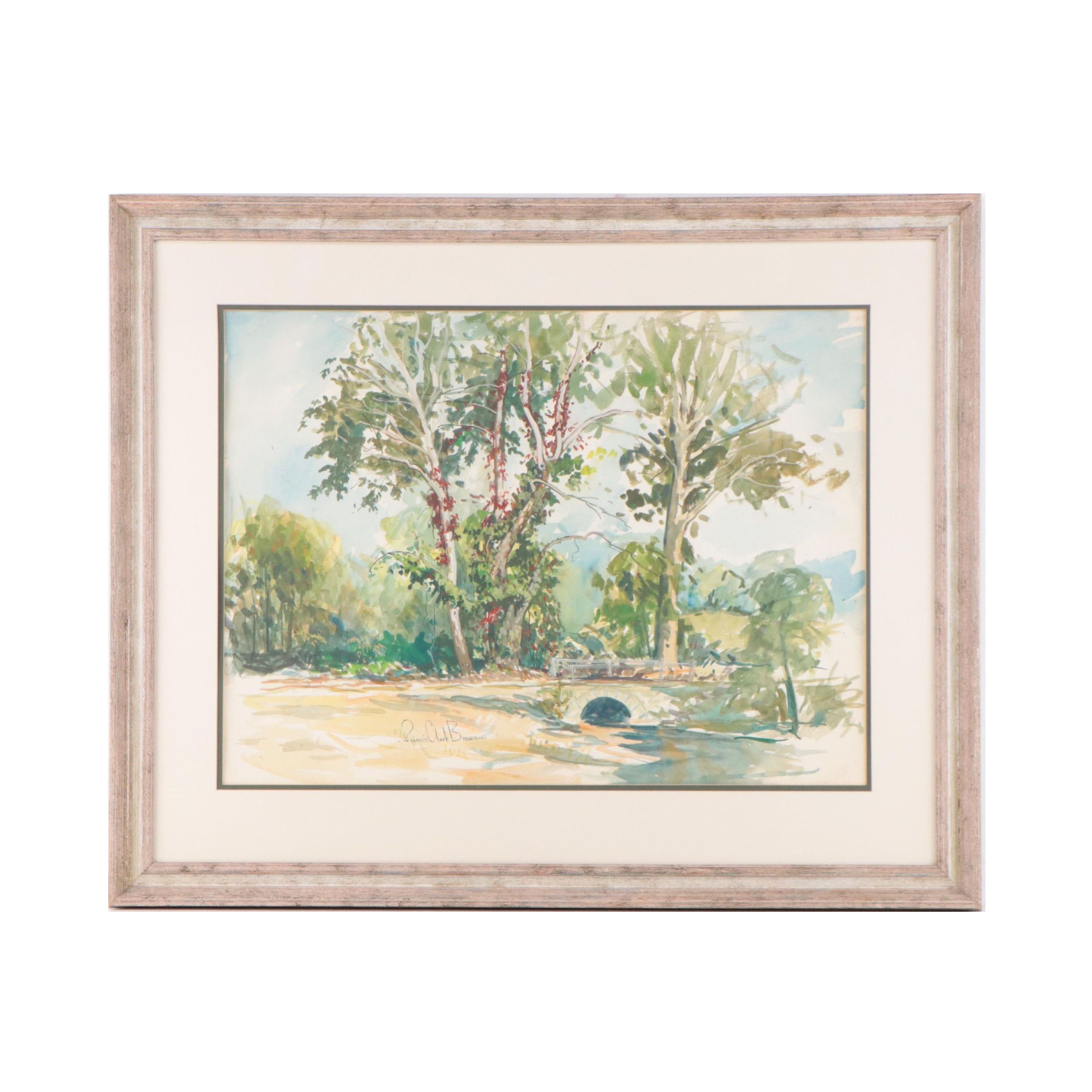 Francis Clark Brown Landscape Watercolor Painting