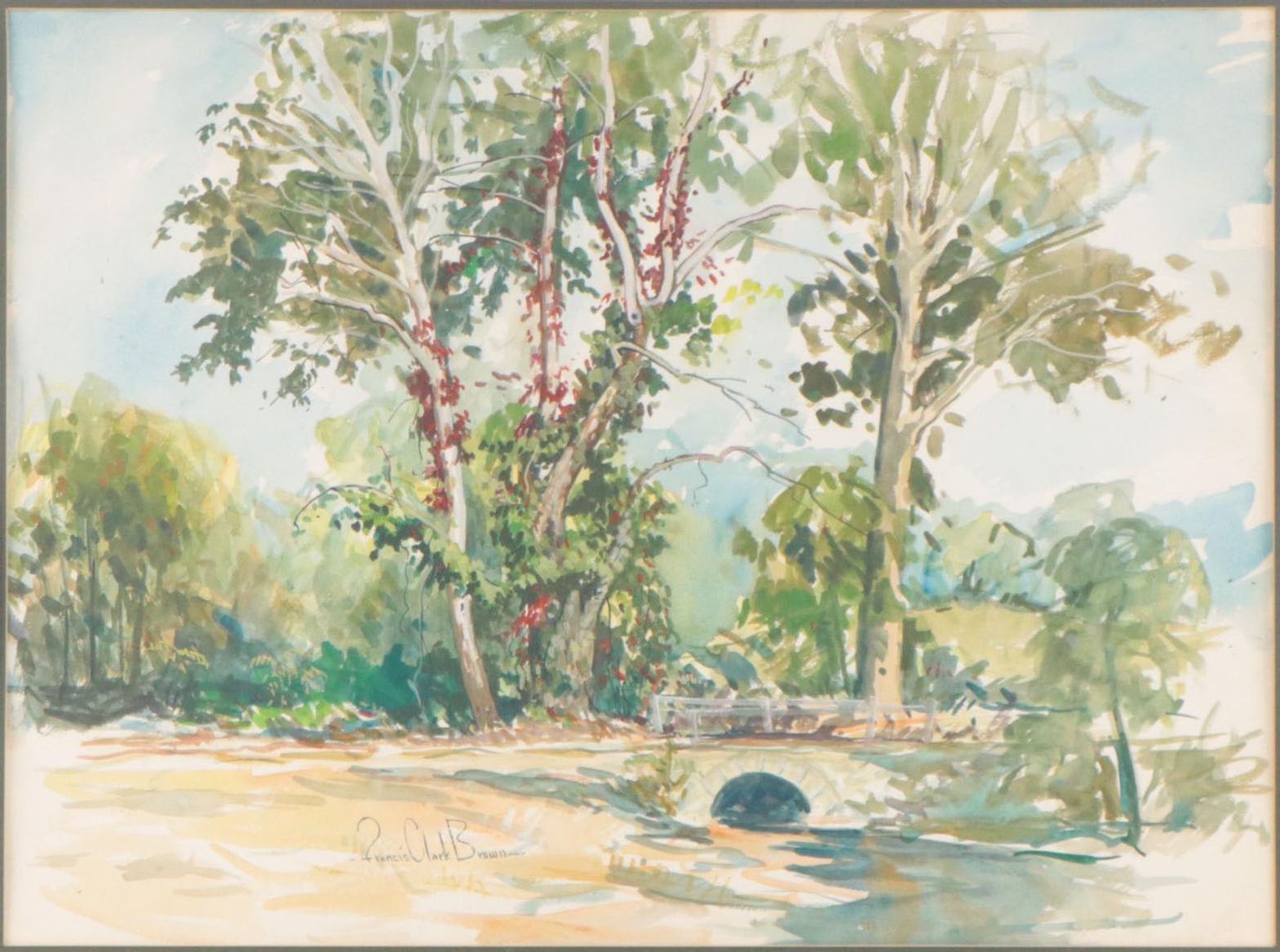 Francis Clark Brown Landscape Watercolor Painting
