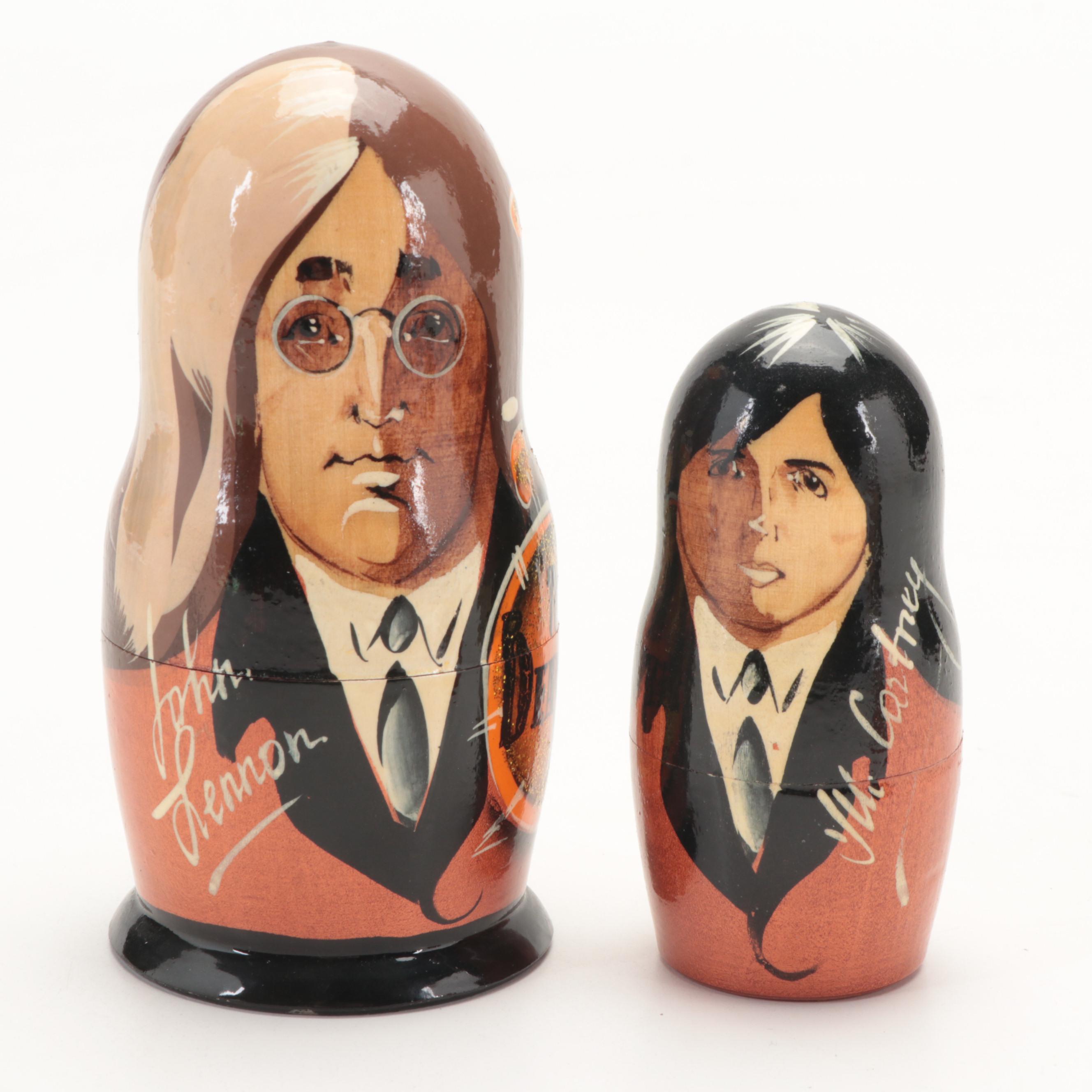 The Beatles Handmade Russian Nesting Dolls, Late 20th Century