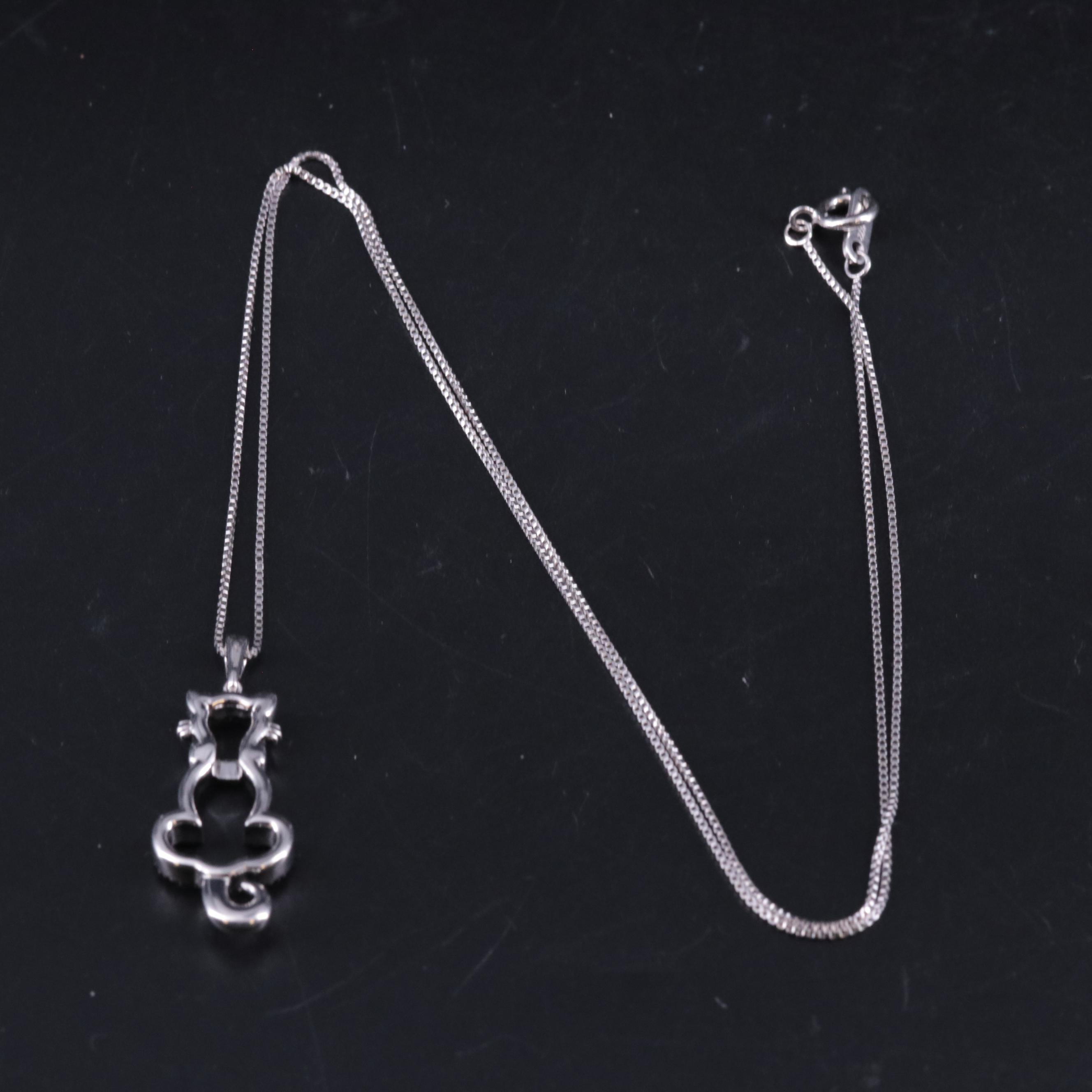 Sterling 0.11 CTW Diamond Cat Necklace