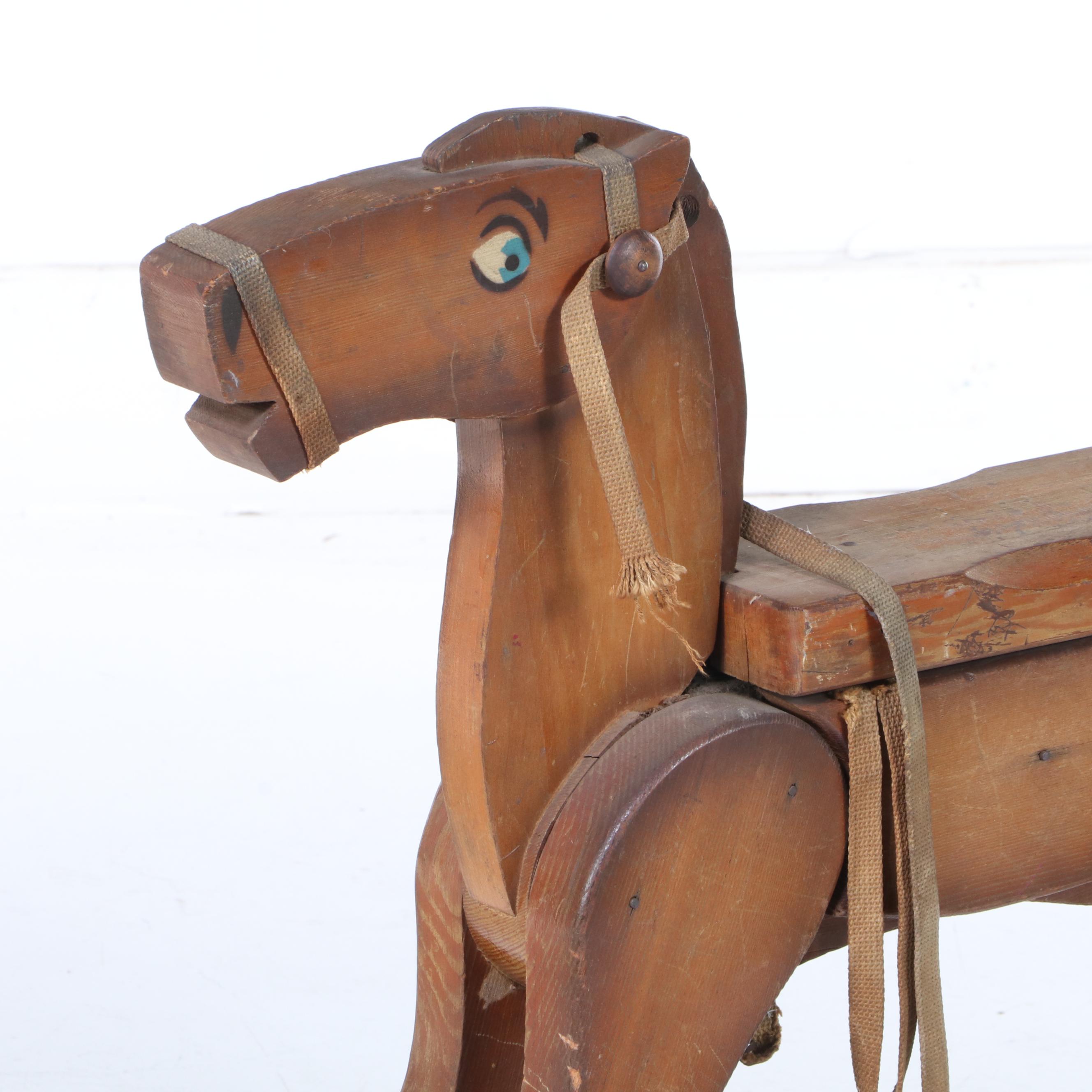 Handcrafted Wooden Hobby Horse, Mid-20th Century