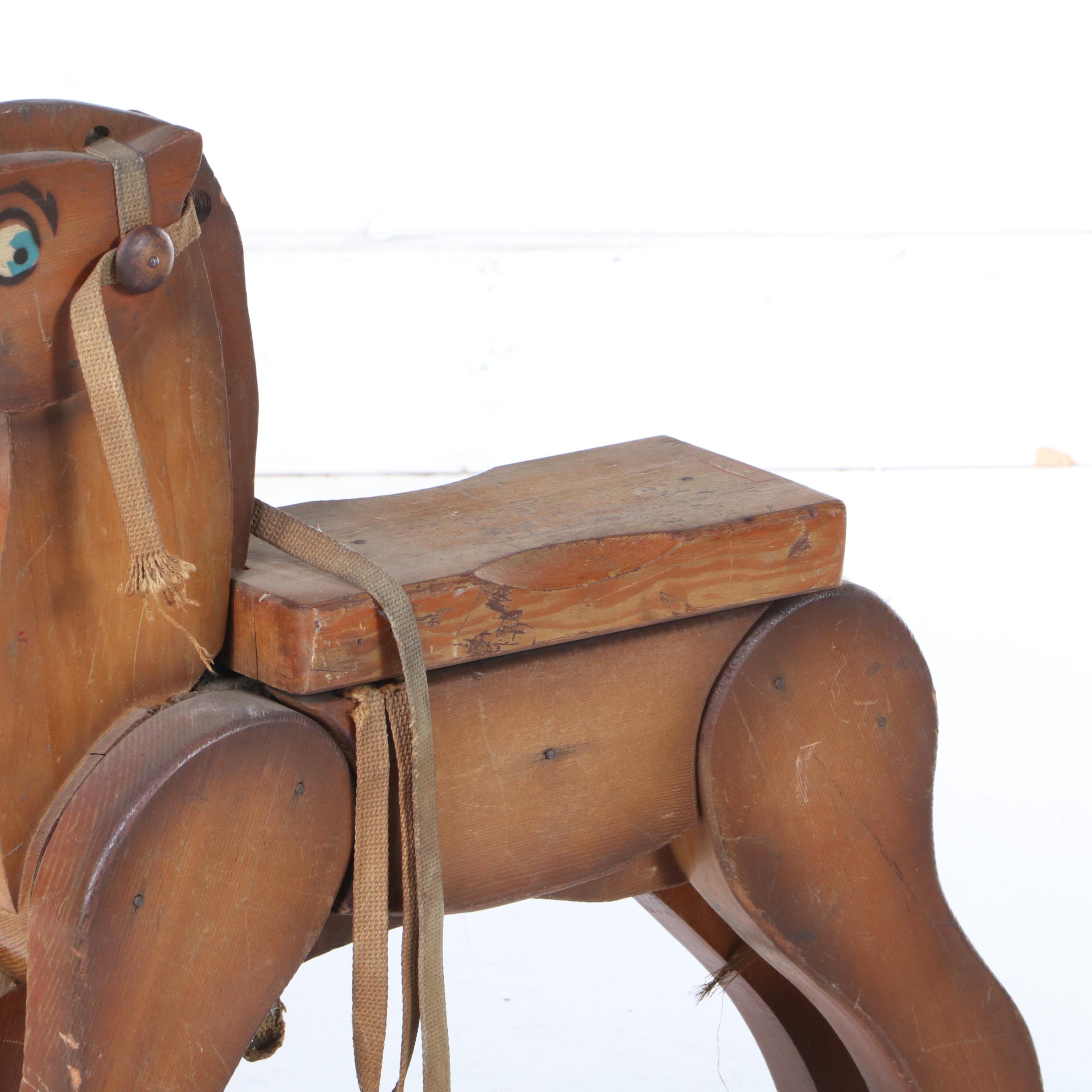 Handcrafted Wooden Hobby Horse, Mid-20th Century