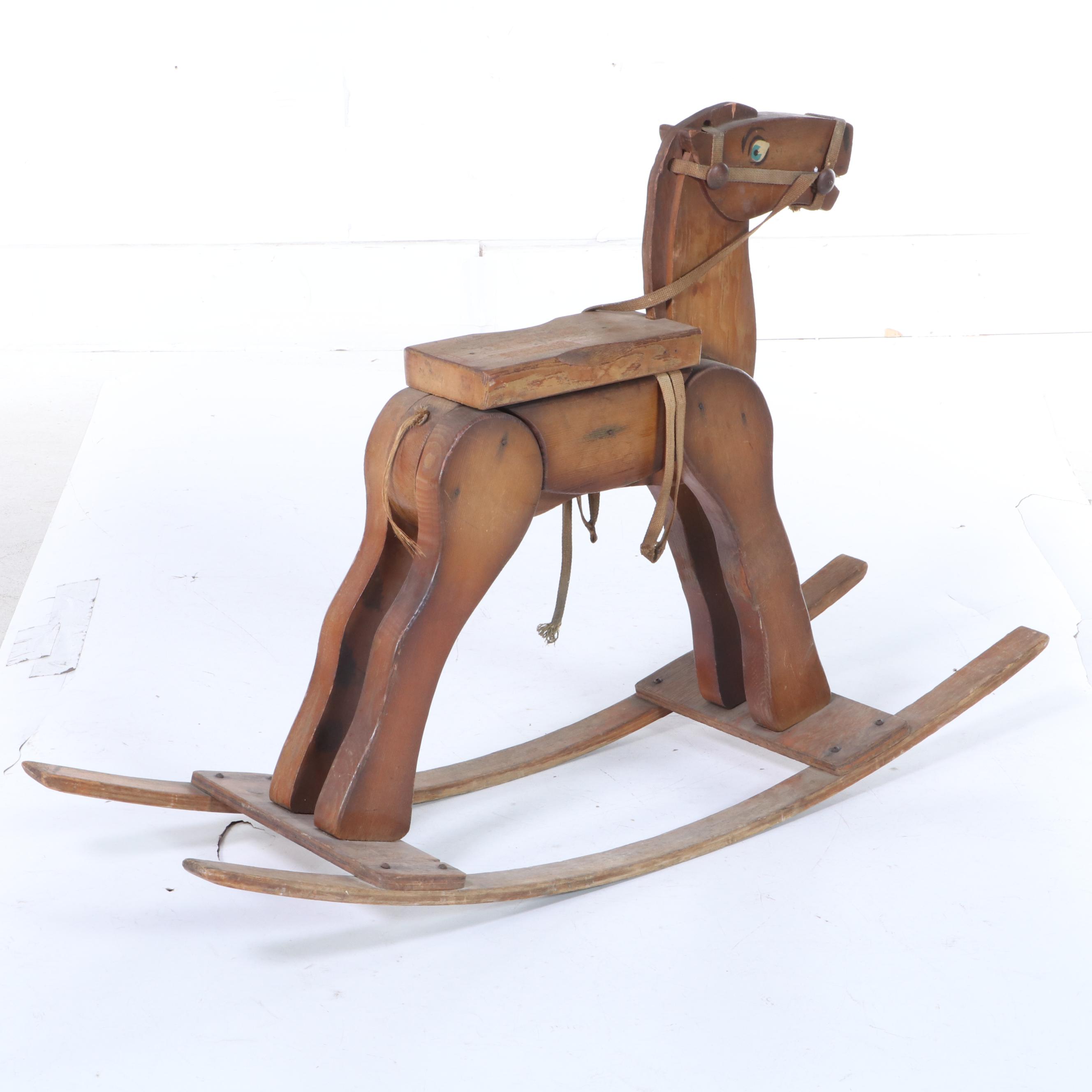 Handcrafted Wooden Hobby Horse, Mid-20th Century