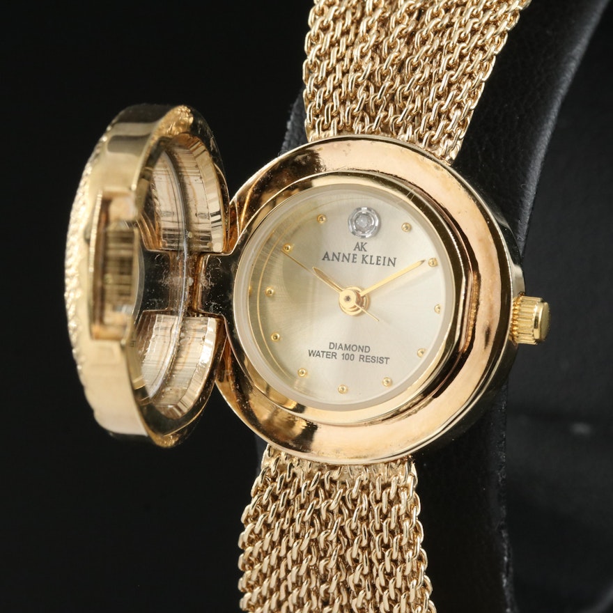 Anne Klein Diamond Dial Accent Wristwatch