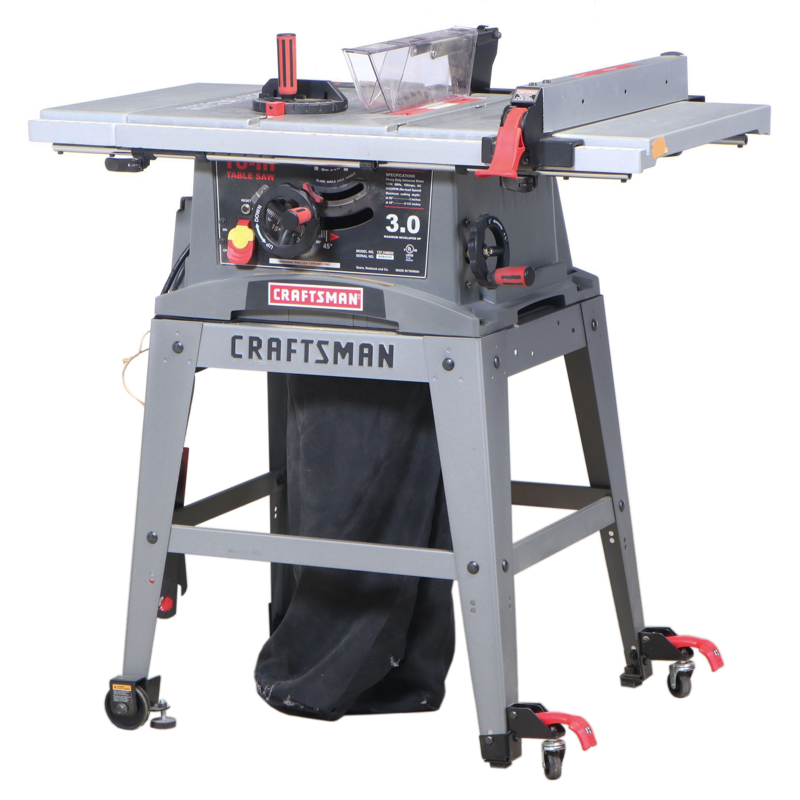 Craftsman 10" Table Saw With Casters