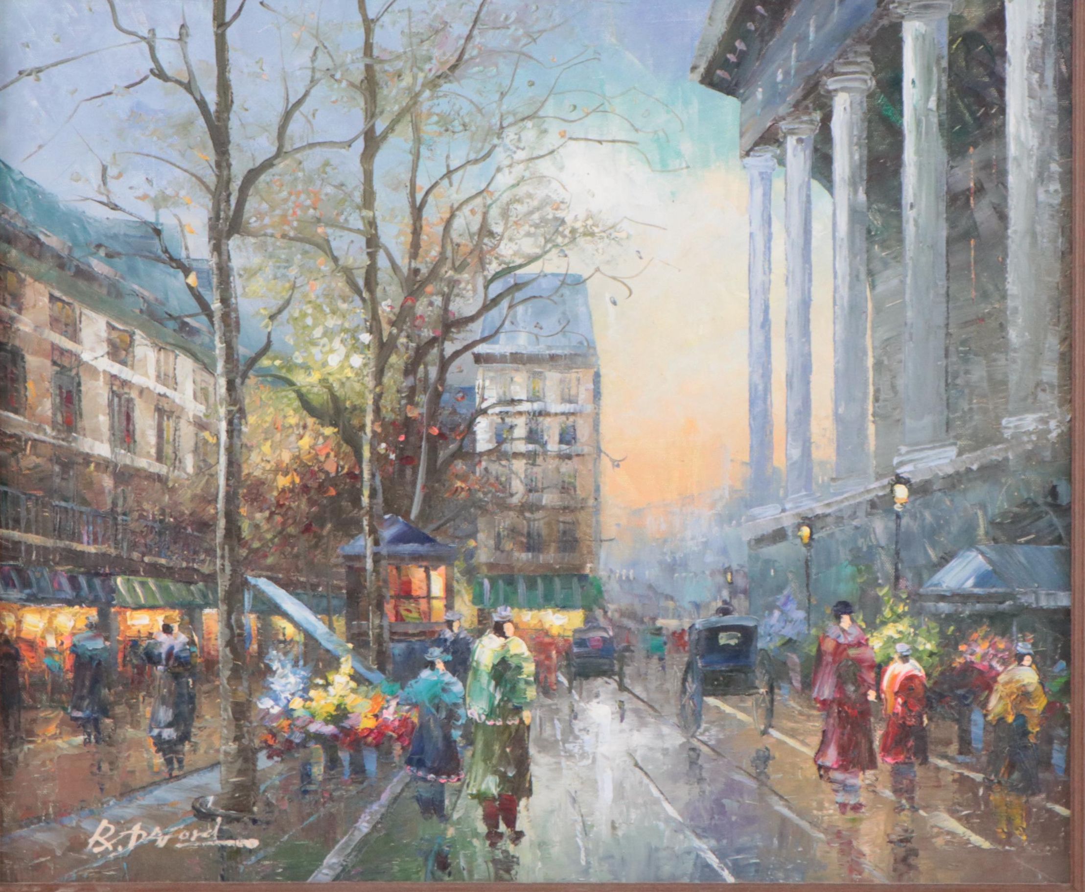 Impressionistic European Street Scene Acrylic Painting