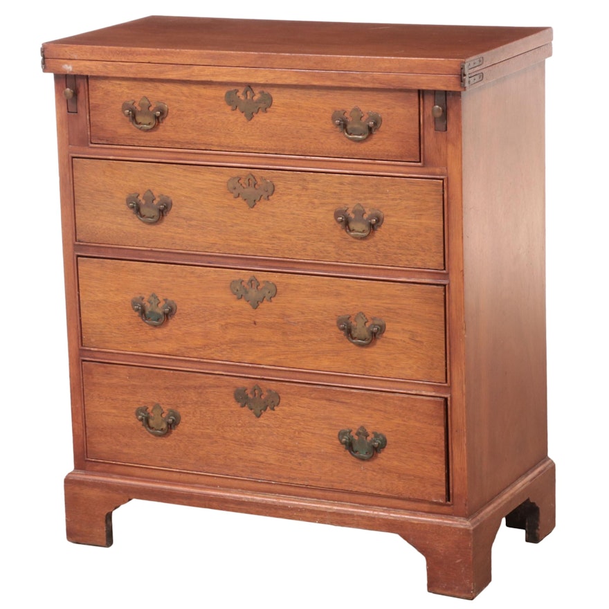 Chippendale Style Mahogany Batchelor's Chest with Hinged Writing Leaf