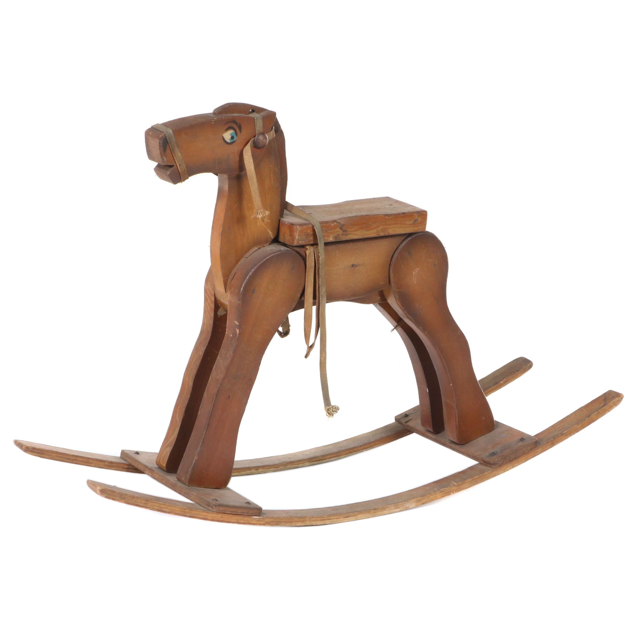 Handcrafted Wooden Hobby Horse, Mid-20th Century