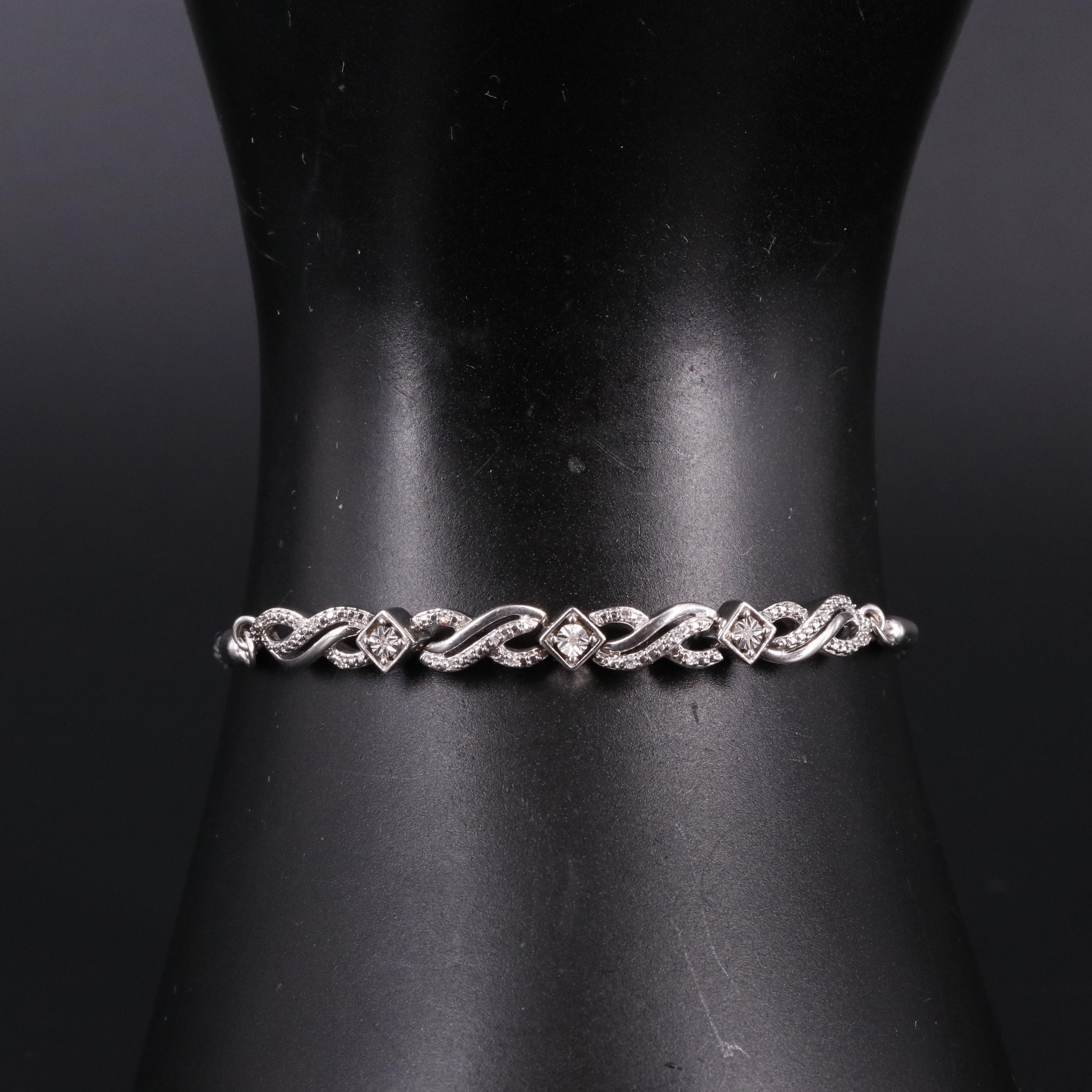 Sterling 0.03 CTW Diamond Bracelet